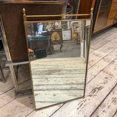1960s Gio Ponti Style Mid-Century Modern Solid Brass Italian Wall Mirror