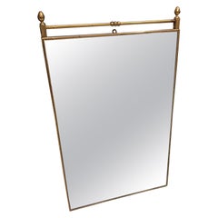 1960s Gio Ponti Style Mid-Century Modern Solid Brass Italian Wall Mirror