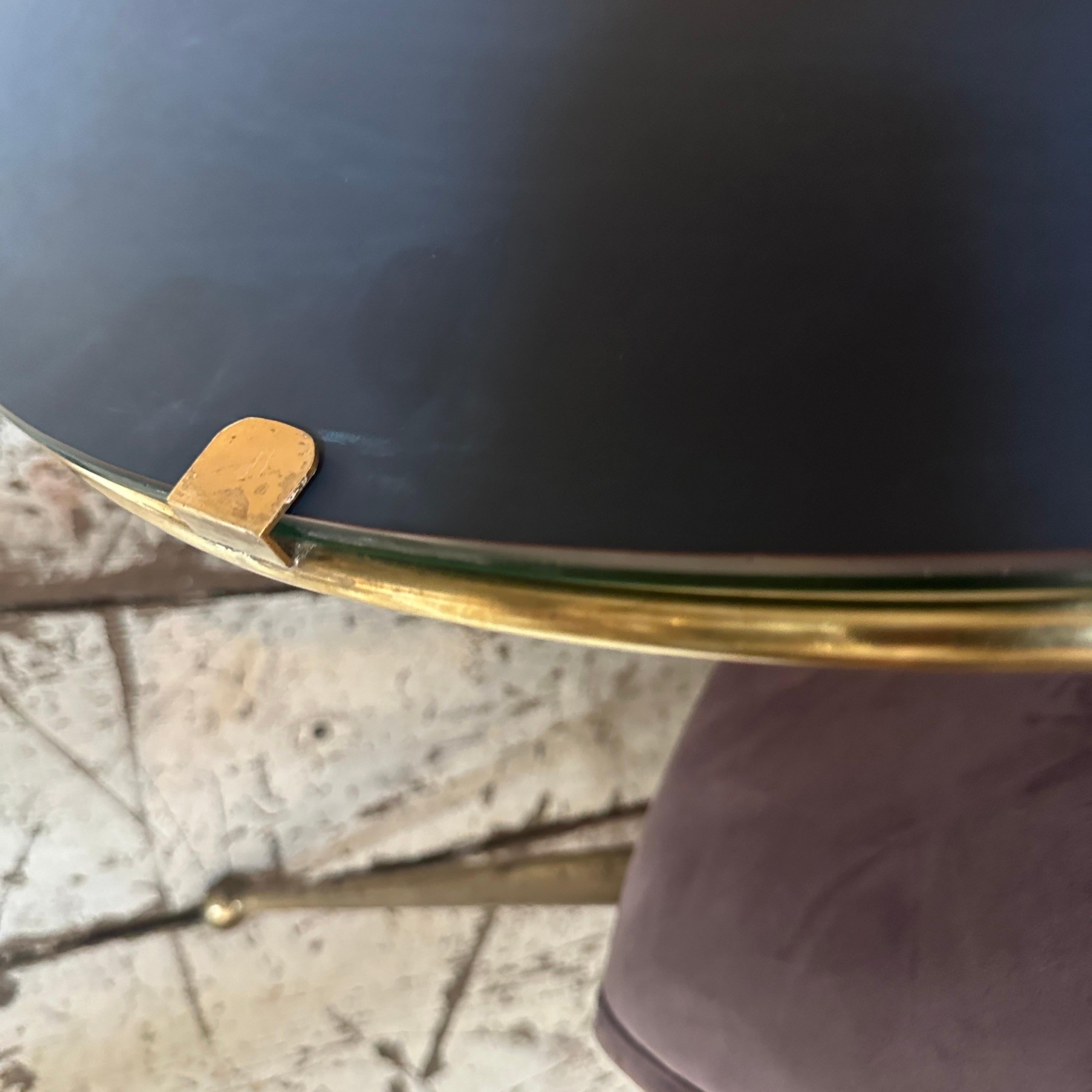 1960s Gio Ponti Style Mid-Century Modern Solid Brass Oval Wall Mirror For Sale 1