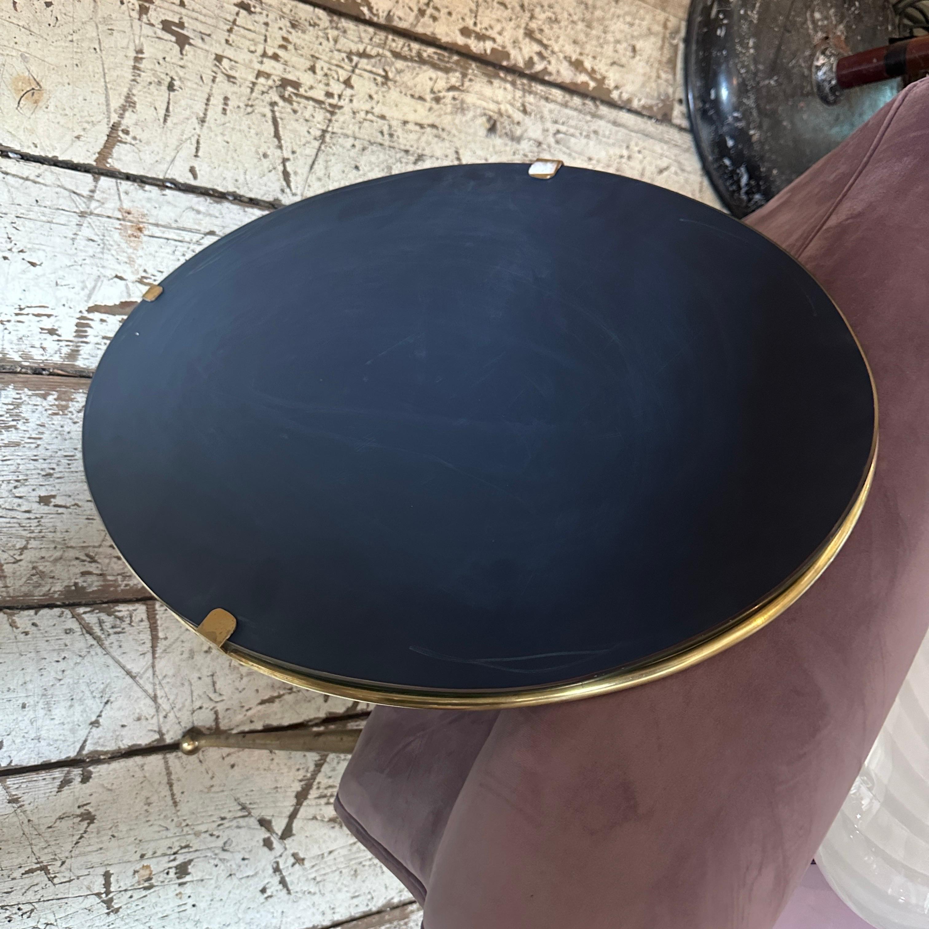 1960s Gio Ponti Style Mid-Century Modern Solid Brass Oval Wall Mirror For Sale 2
