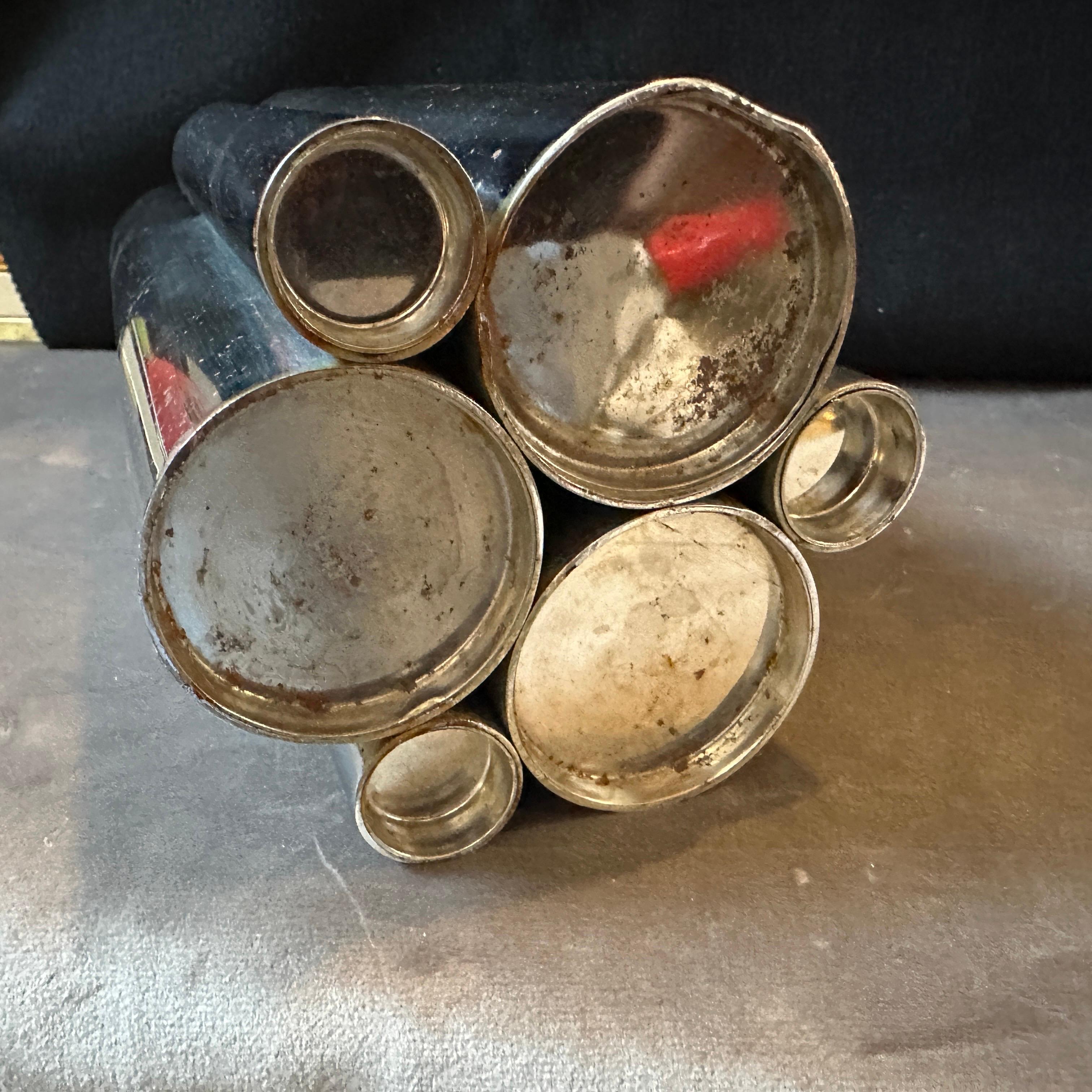 1960s Gio Ponti Style Minimalist Chromed Metal Multiple Cylinder Vase For Sale 4