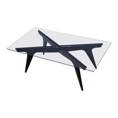 Mesa de centro italiana de caoba ebonizada modernista estilo Gio Ponti, años 60