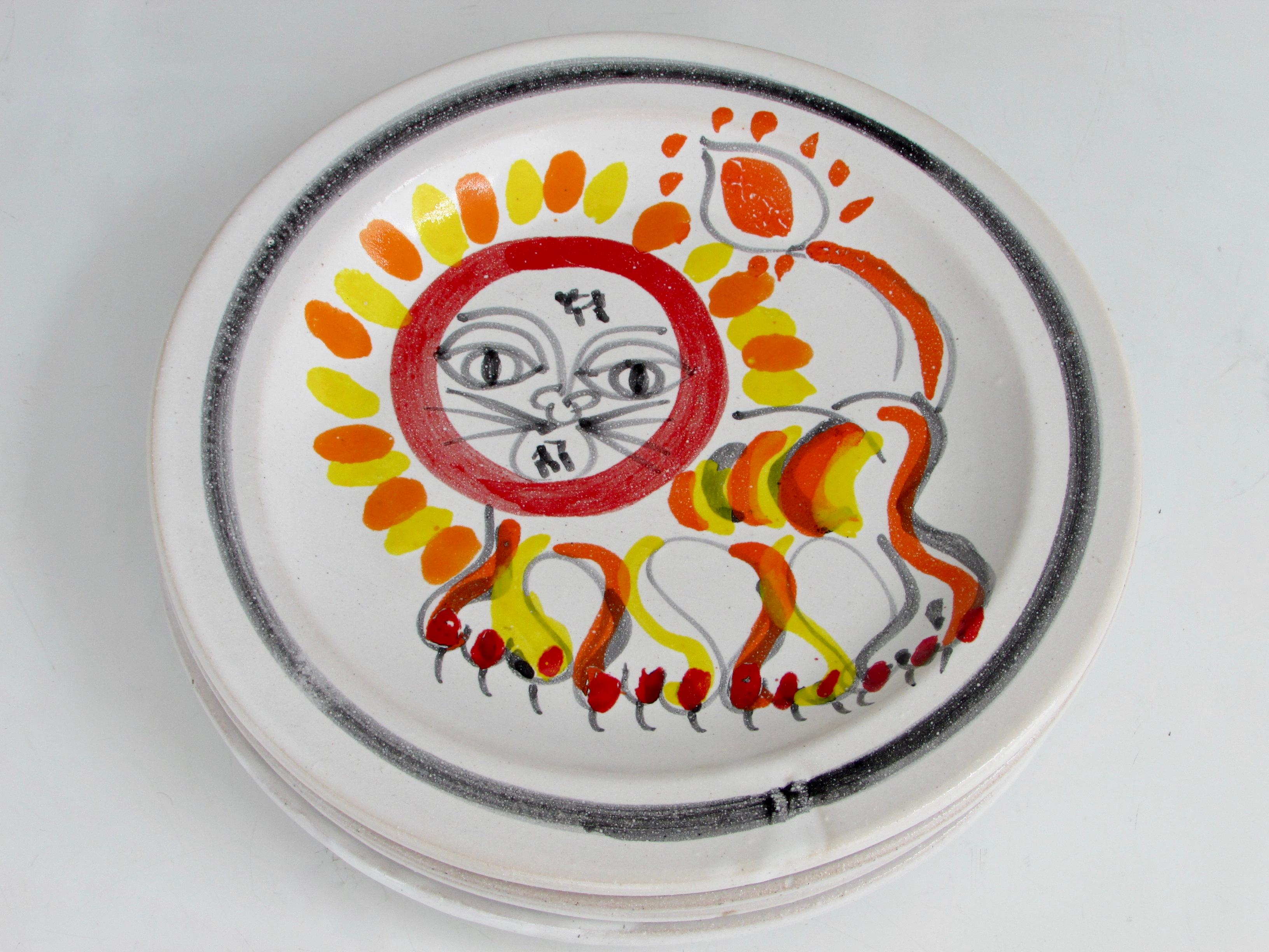 1960s Giovanni Desimone Italian Pottery Plate Set of 4 1