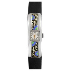 1960's GIRARD PERREGAUX Used Ladies 14K White Gold & Enamel Watch - Mint