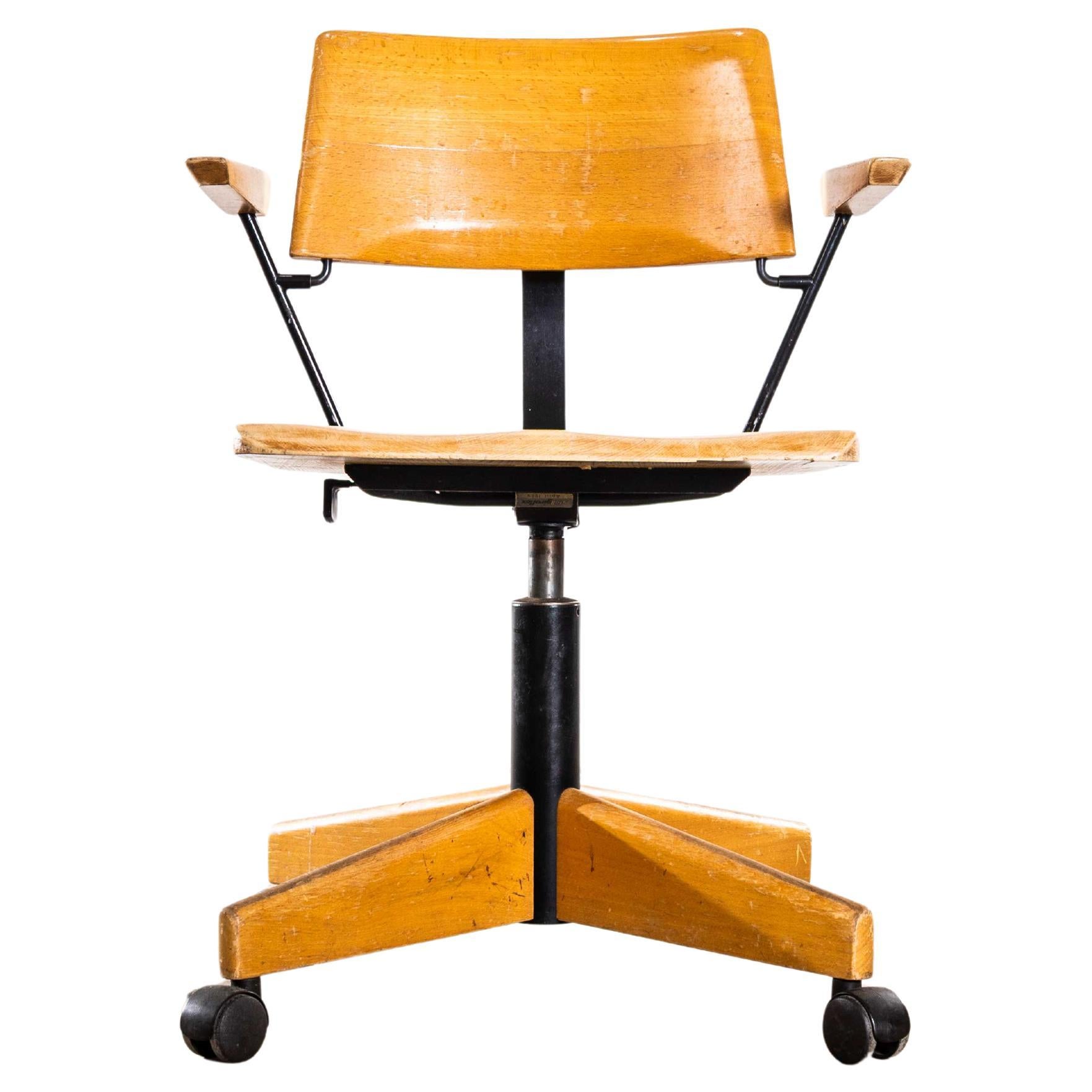 1960
s Giroflex Angular Swivel Desk Chair With Metal Rod Arms For Sale