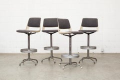 Sgabelli da bar Gispen BZ 1802 di metà secolo in tonalità grigia