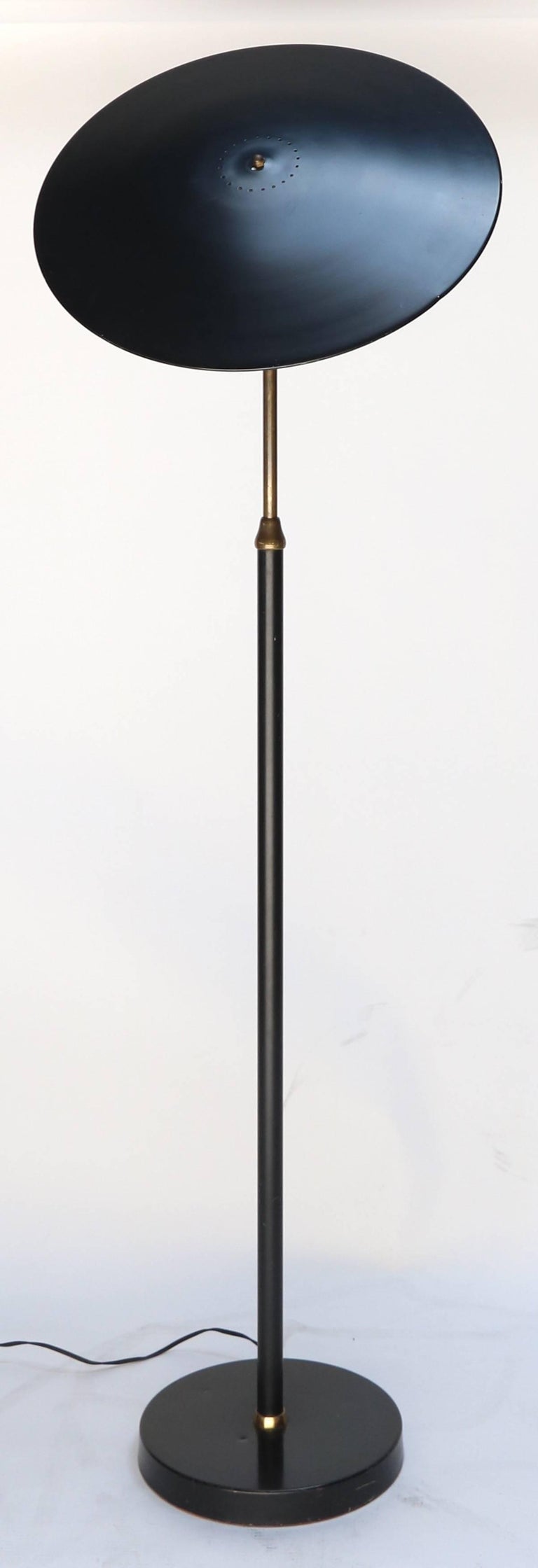 1960s Giuseppe Ostuni Italian Black Metal Floor Lamp For Sale at 1stDibs