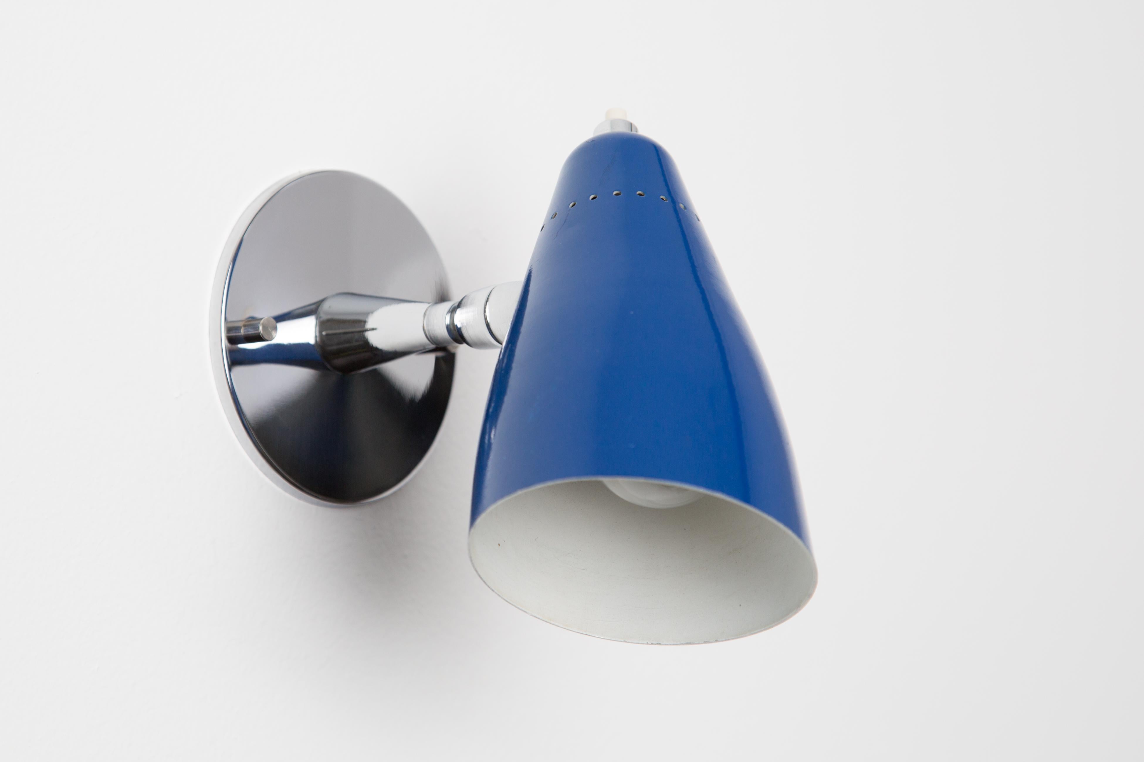 Mid-20th Century 1960s Giuseppe Ostuni Model #101 Blue Articulating Sconce for O-Luce