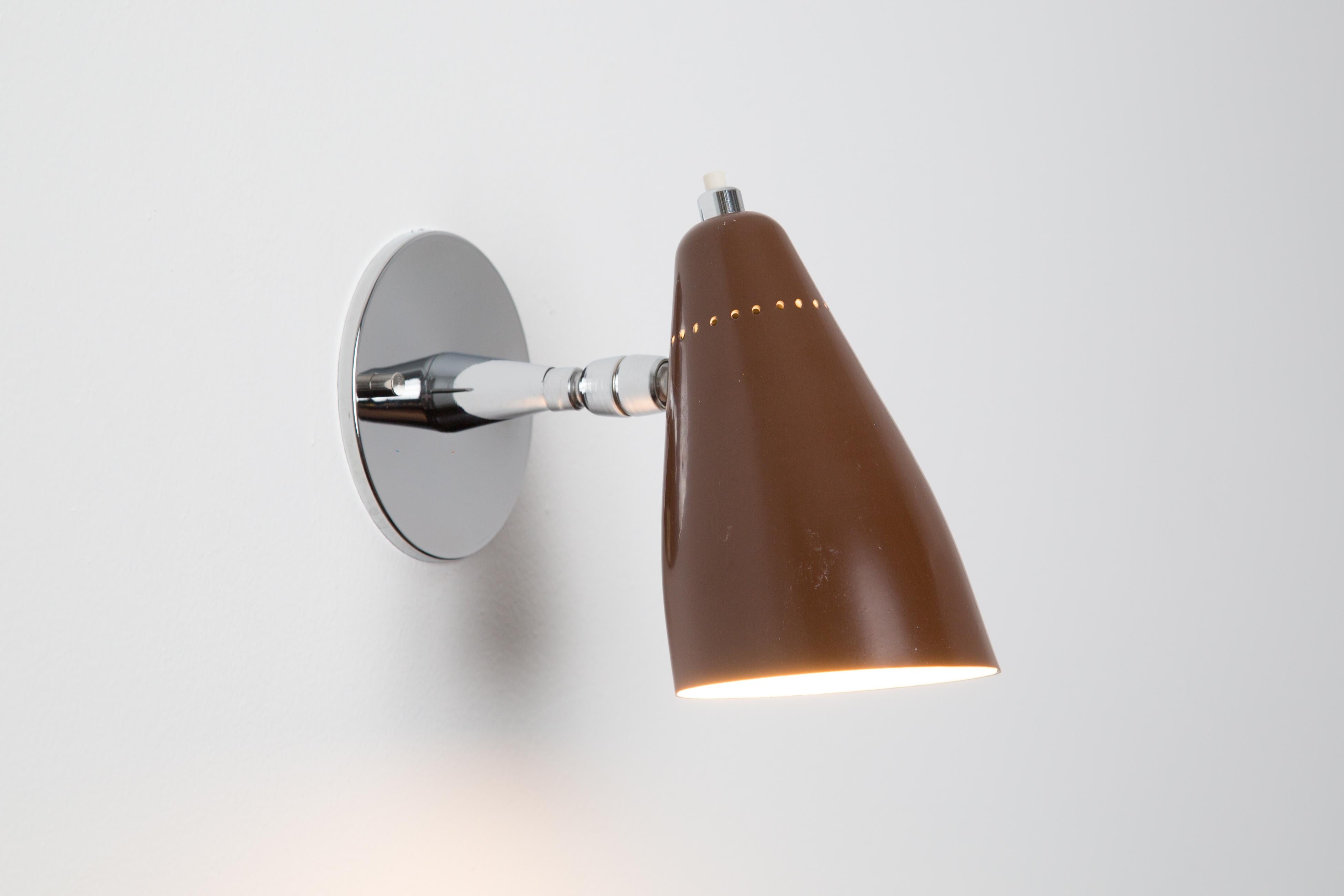 1960s Giuseppe Ostuni Model #101 Brown Articulating Sconce for O-Luce For Sale 1