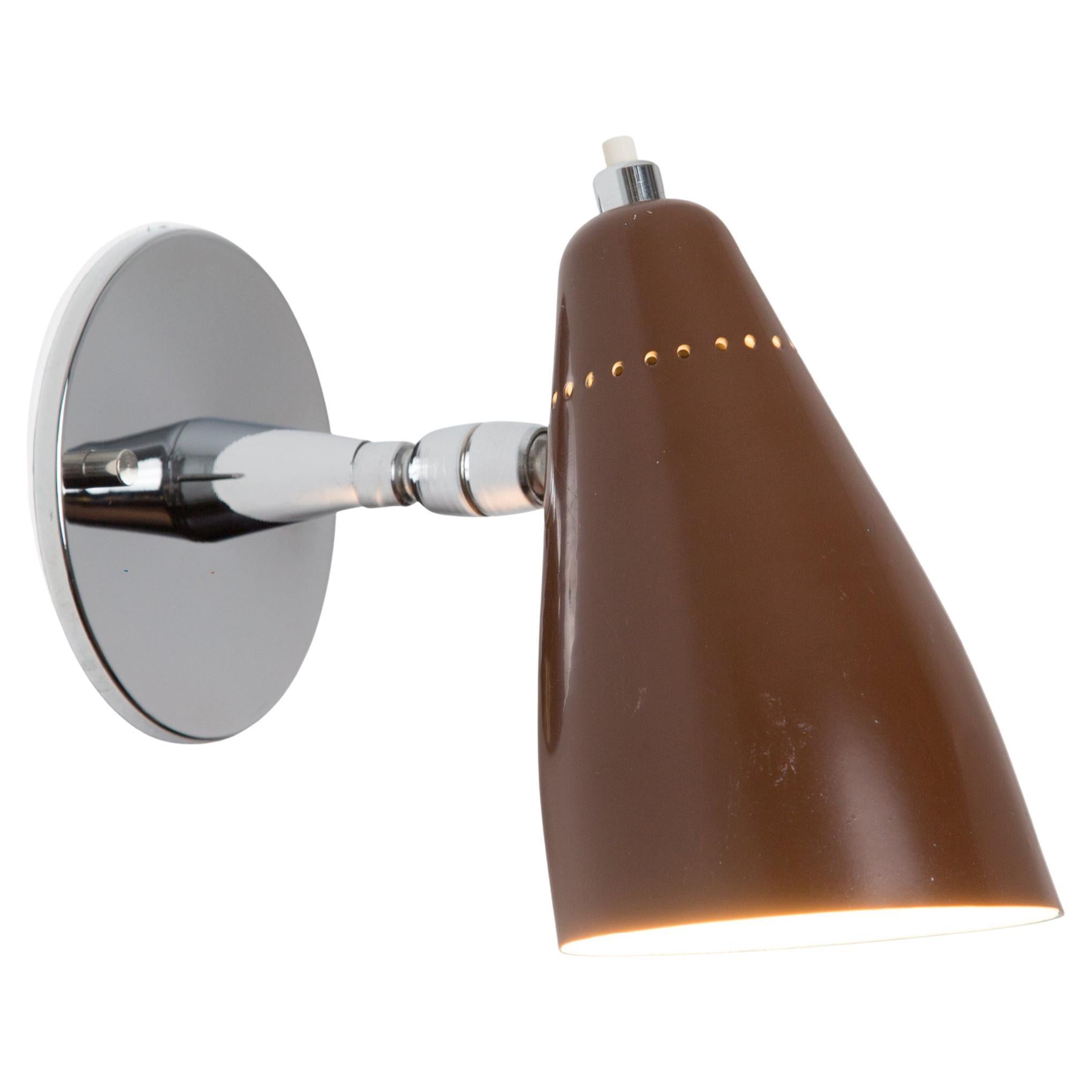 1960s Giuseppe Ostuni Model #101 Brown Articulating Sconce for O-Luce