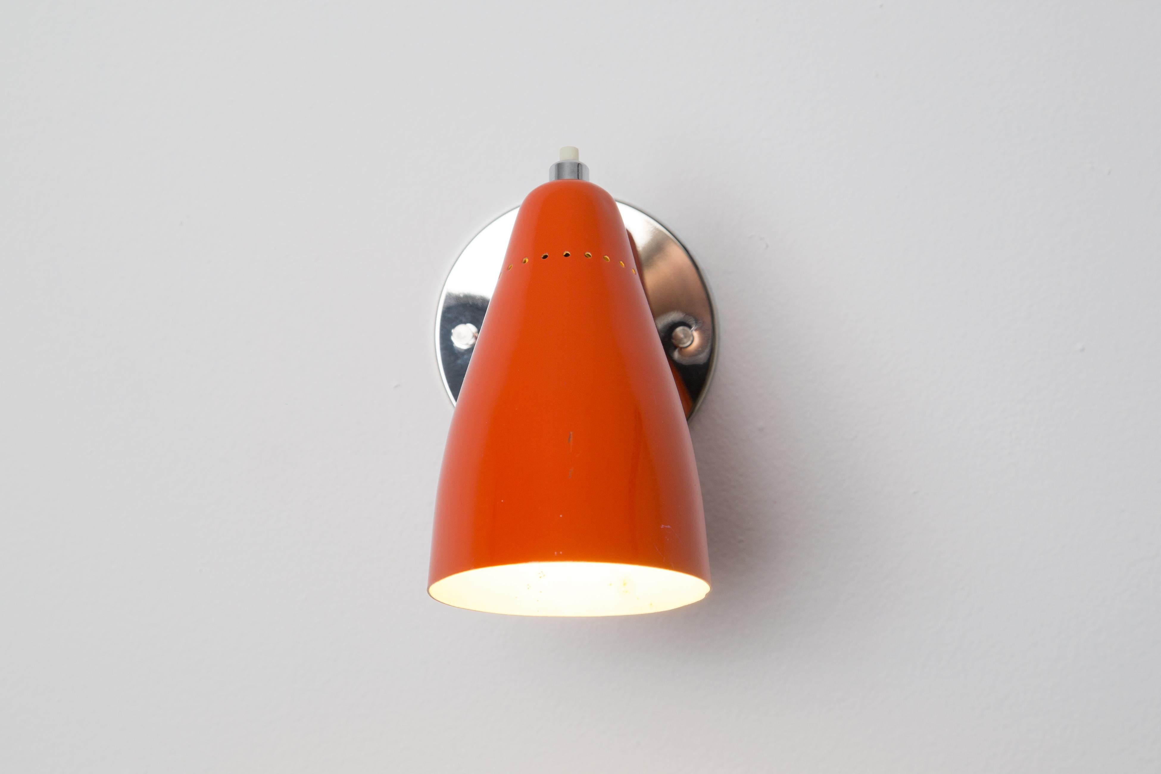 1960s Giuseppe Ostuni Model #101 Orange Articulating Sconce for O-Luce 5