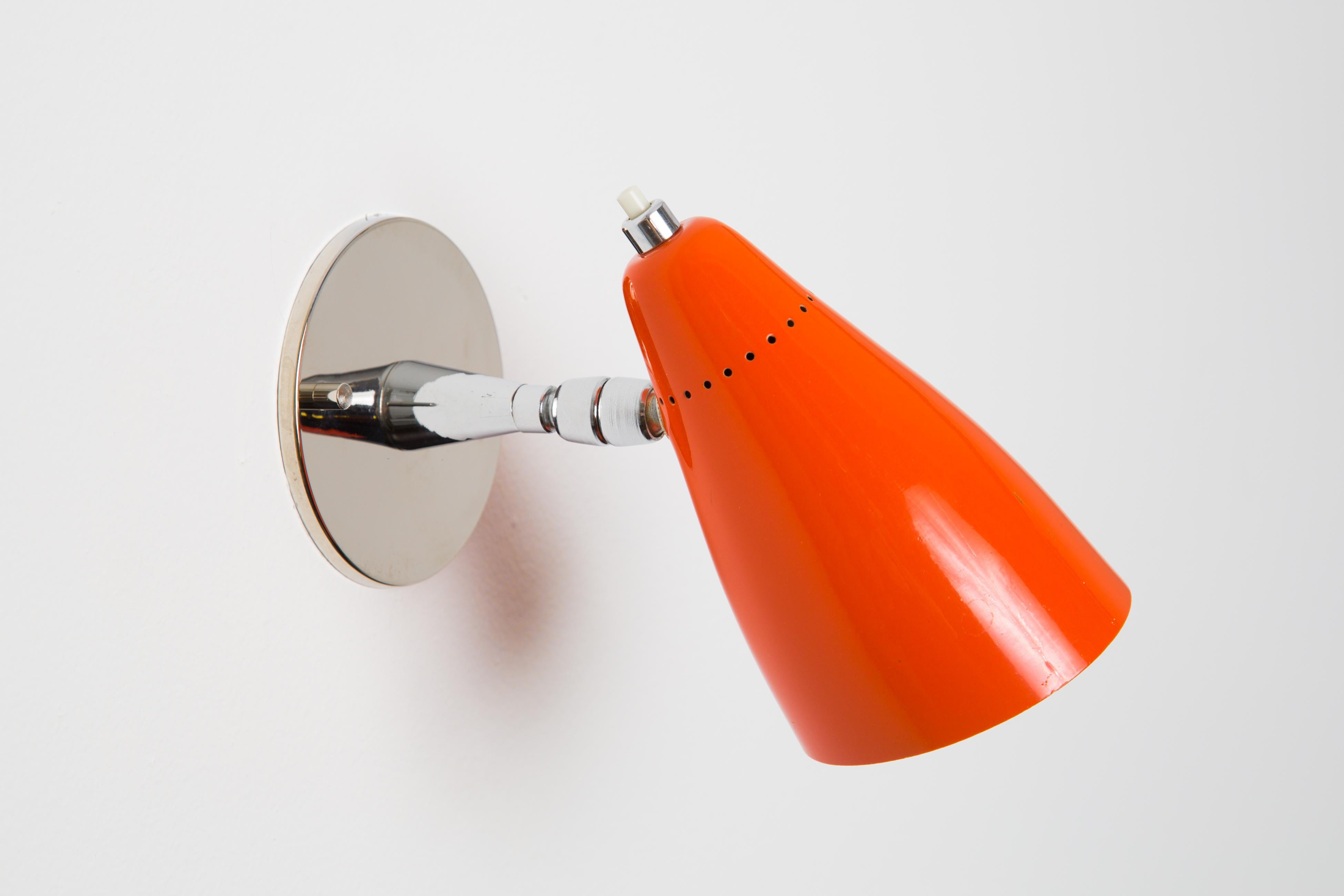 1960s Giuseppe Ostuni Model #101 Orange Articulating Sconce for O-Luce 1