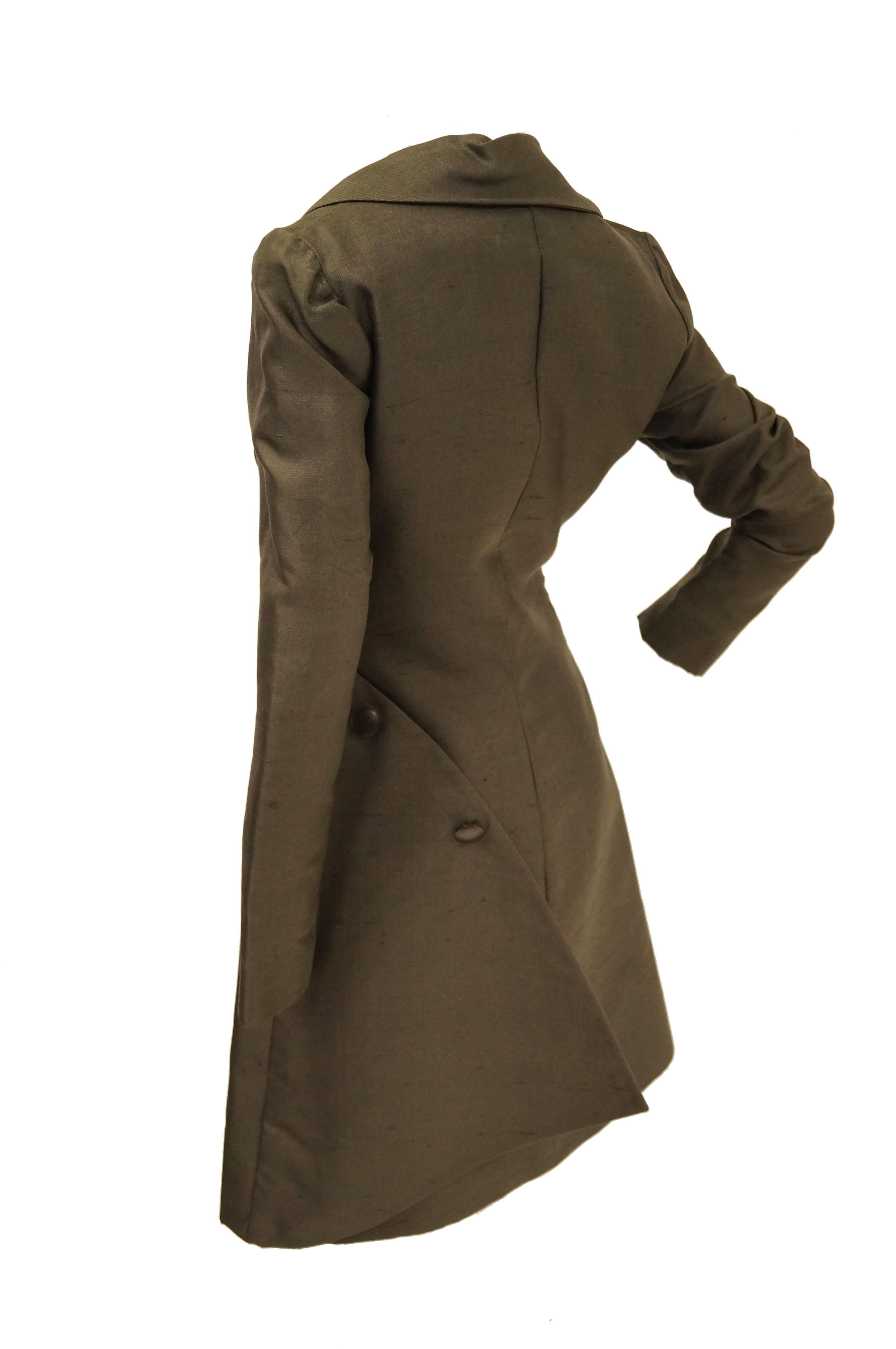 Givenchy Grey Umber Raw Silk Wrap Dress, 1960s In Excellent Condition In Houston, TX