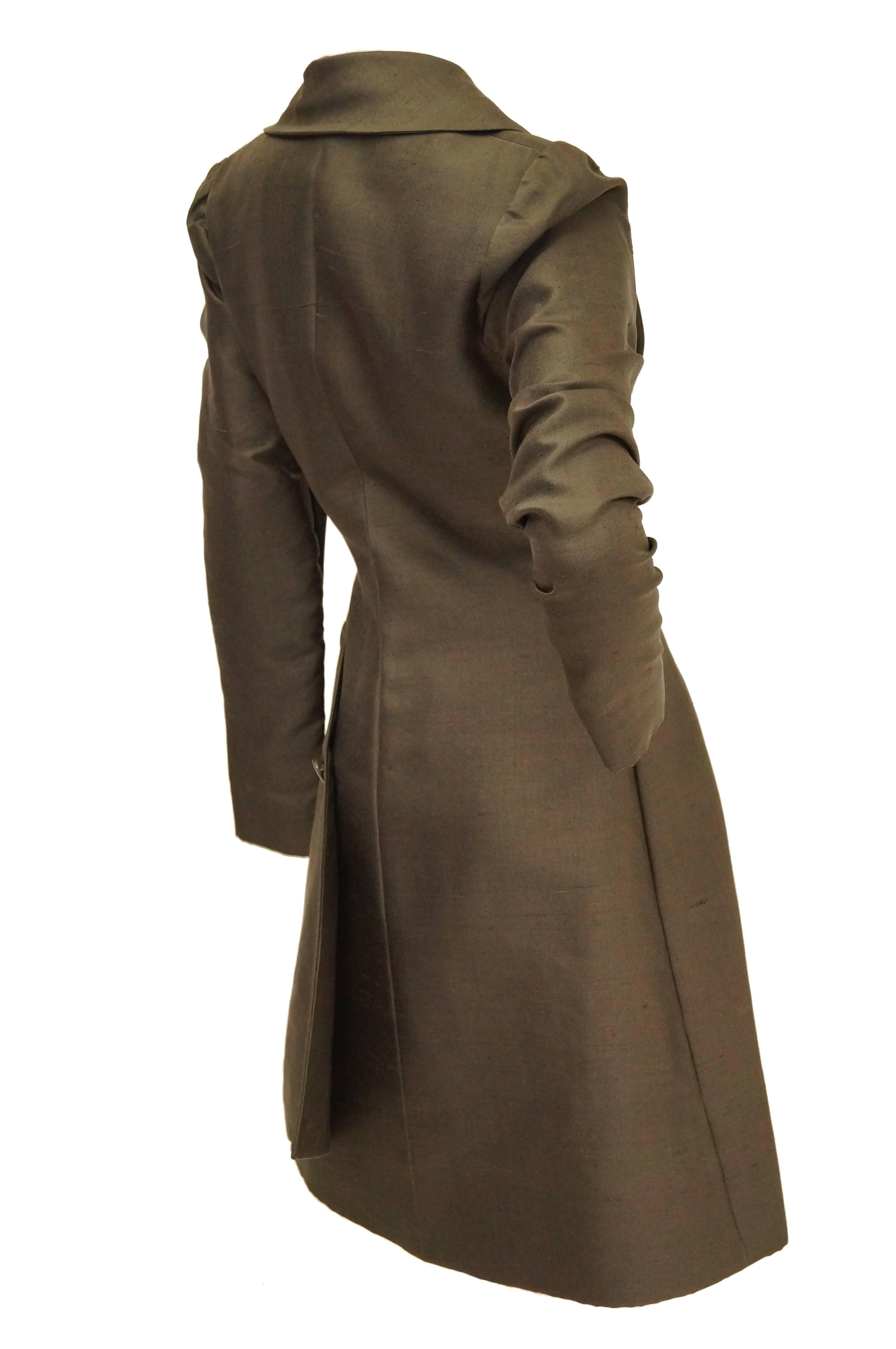 Givenchy Grey Umber Raw Silk Wrap Dress, 1960s 1