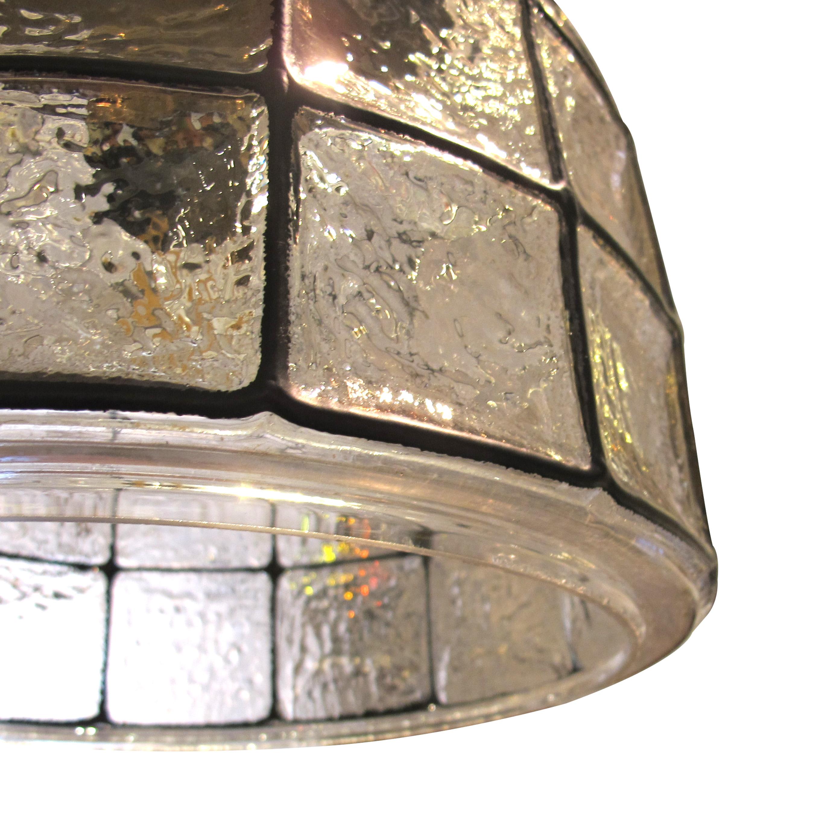Altro Lampada a sospensione Glashütte Limburg del 1960 con cupola in vetro testurizzato, Germania in vendita
