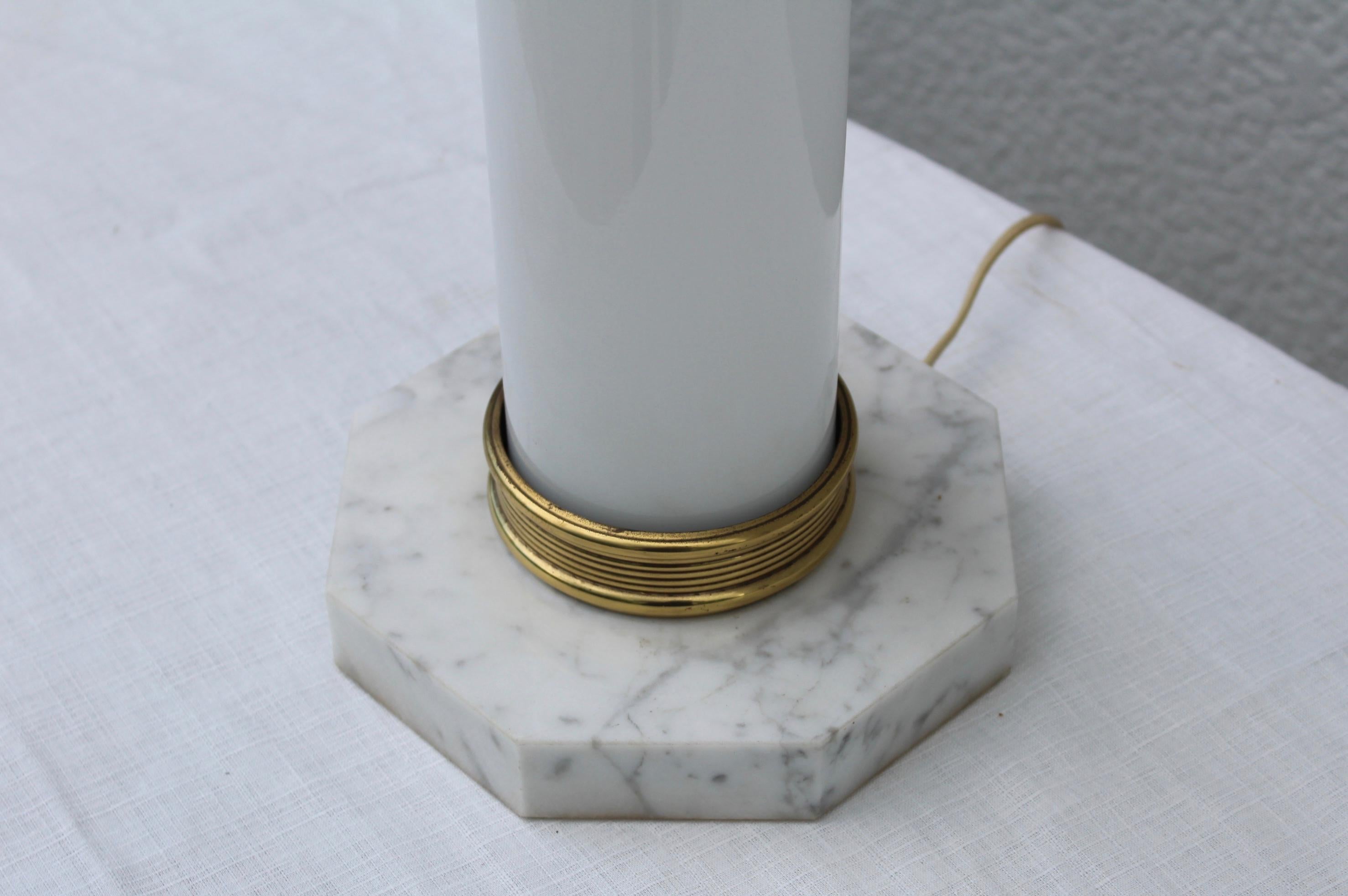 1960's Glass and Brass with Marble Base Italian Table Lamps For Sale 2