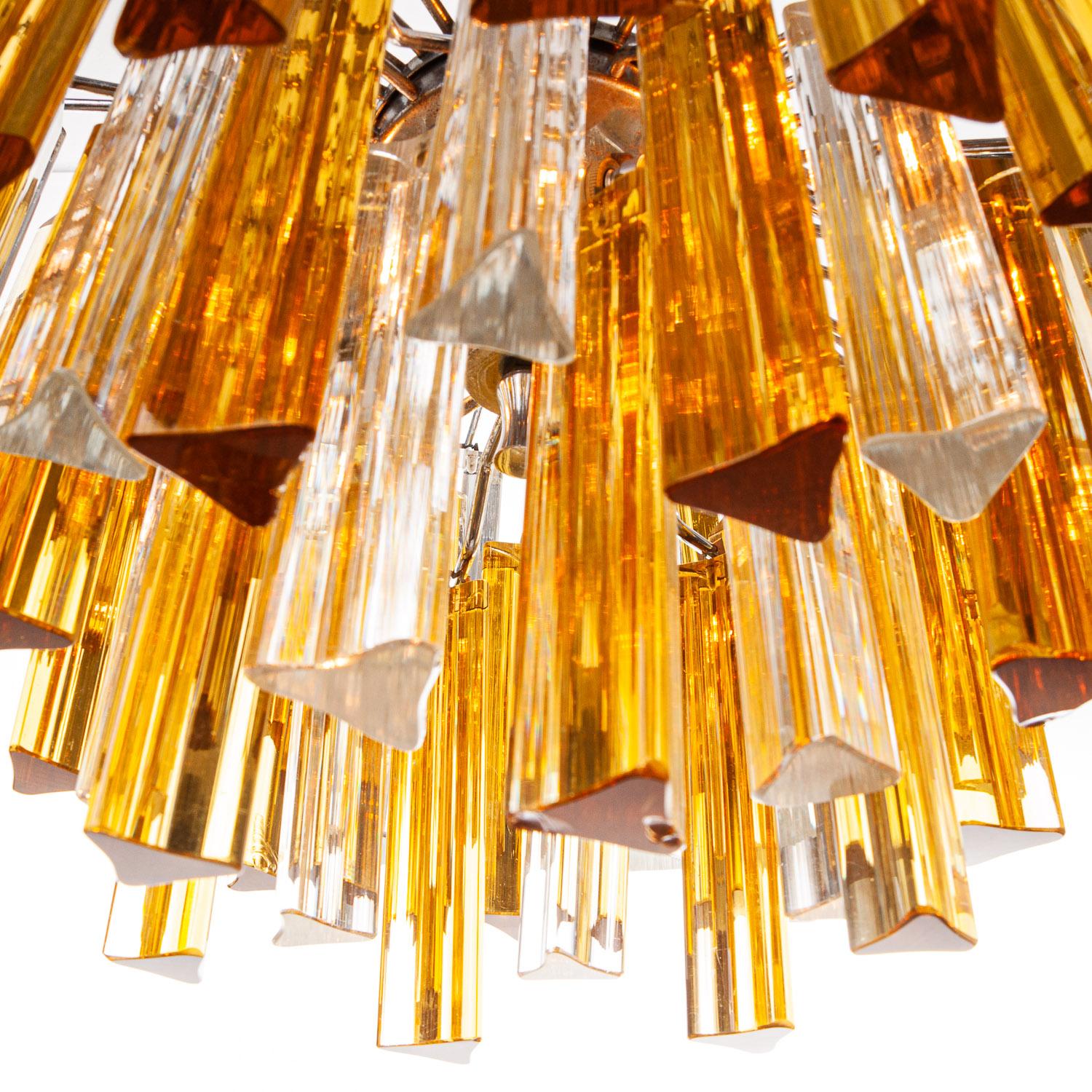 1960s Glass and Chrome Chandelier Attributed to Venini In Good Condition For Sale In Schoorl, NL