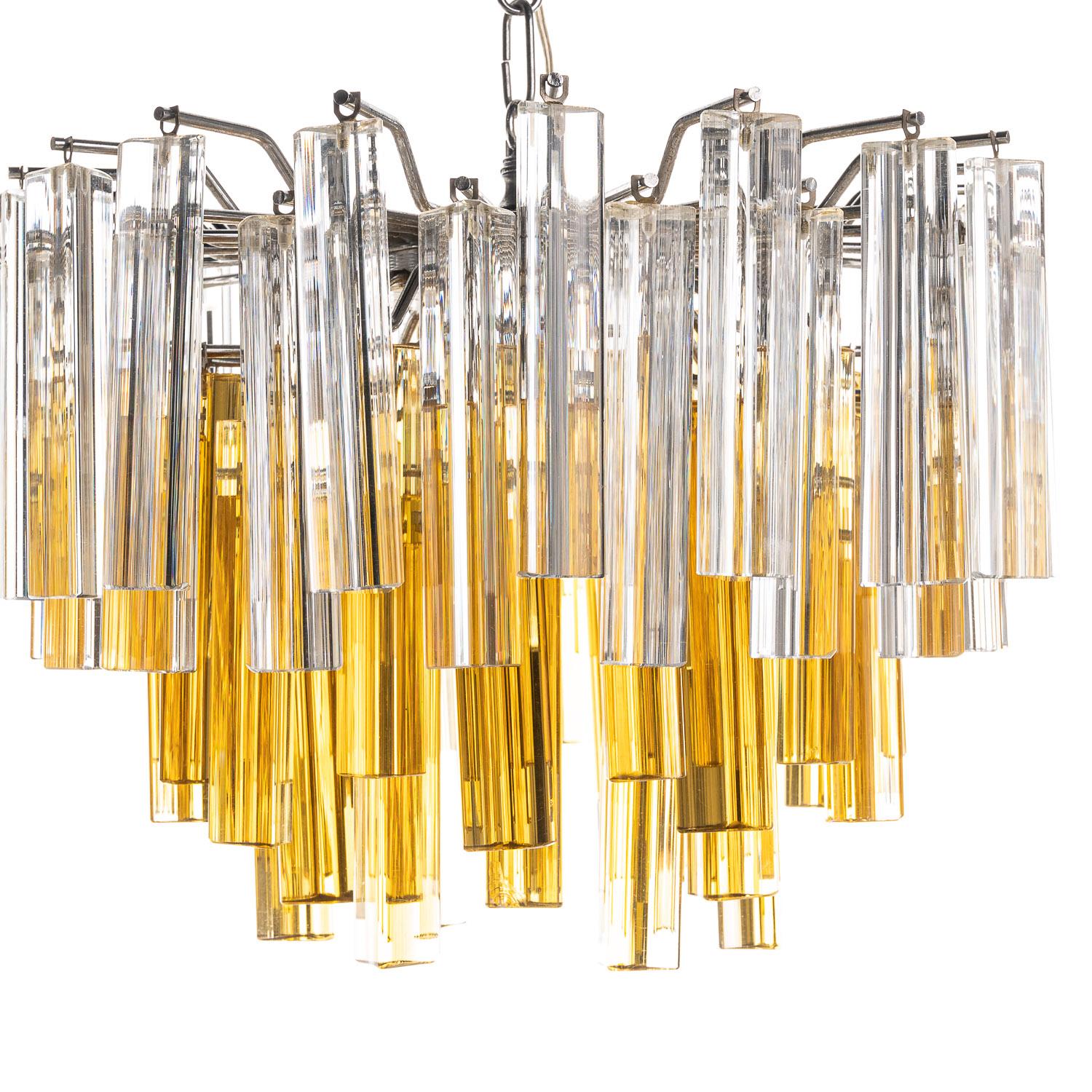 1960s Glass and Chrome Chandelier Attributed to Venini For Sale 1