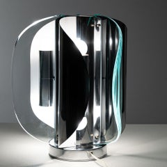 Lampe de table en verre et chrome des années 1960 attribuée à Max Ingrand pour Fontana Arte