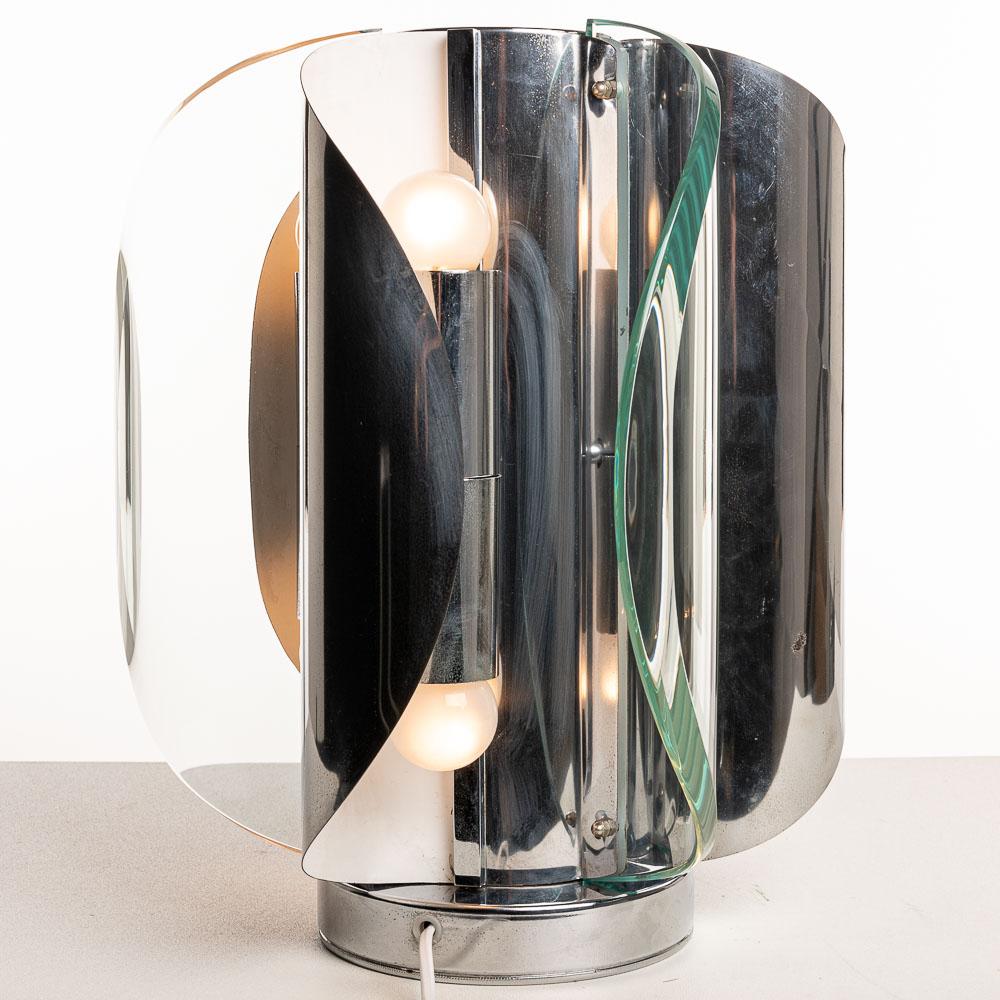 20th Century 1960s Glass and Chrome table light Attributed to Max Ingrand for Fontana Arte For Sale