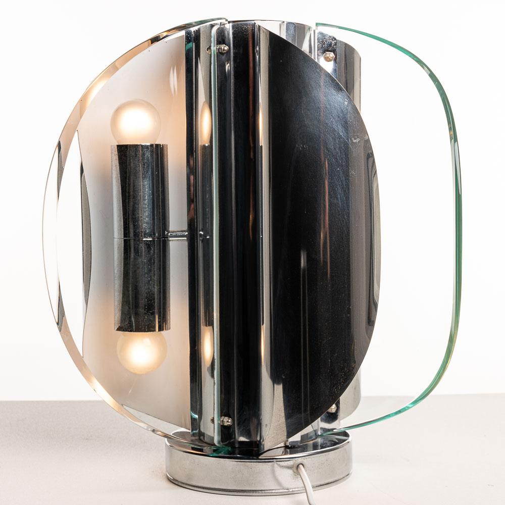 1960s Glass and Chrome table light Attributed to Max Ingrand for Fontana Arte For Sale 1