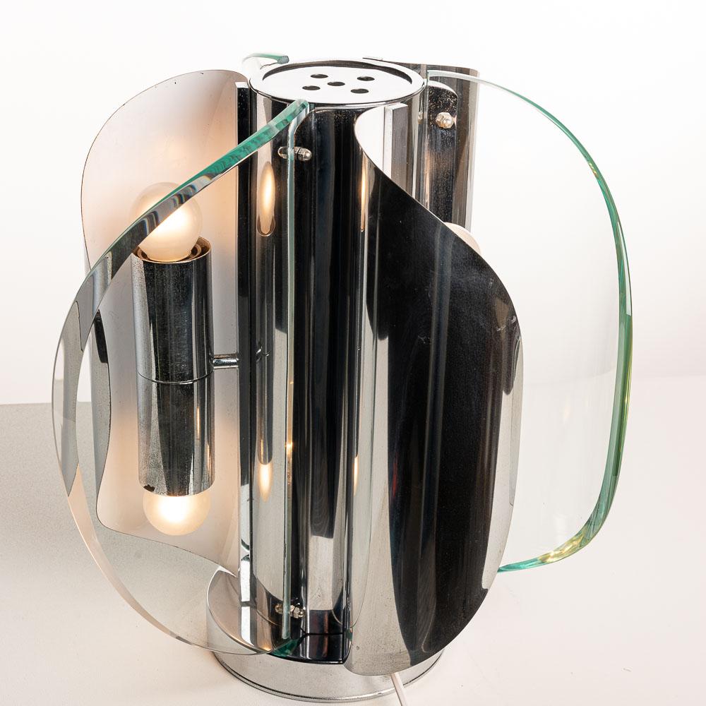 1960s Glass and Chrome table light Attributed to Max Ingrand for Fontana Arte For Sale 2
