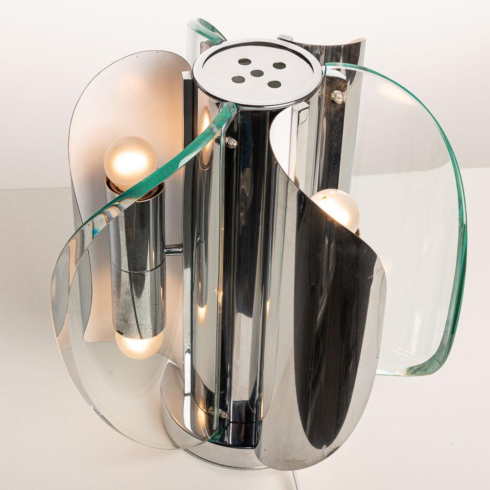1960s Glass and Chrome table light Attributed to Max Ingrand for Fontana Arte For Sale 3