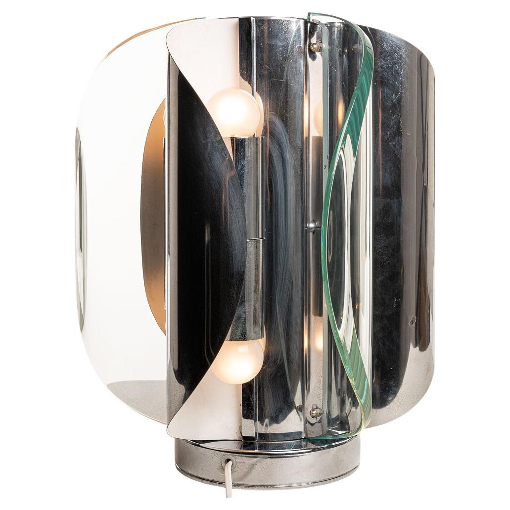 1960s Glass and Chrome table light Attributed to Max Ingrand for Fontana Arte For Sale