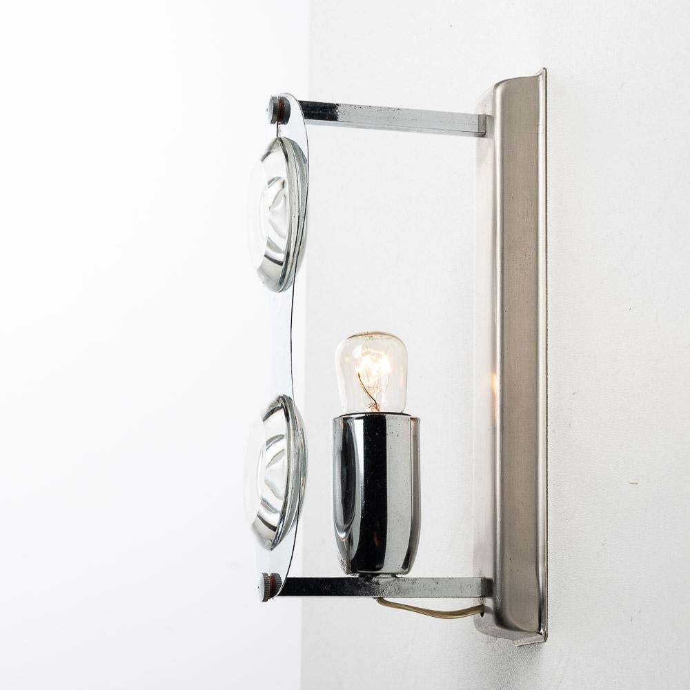 Mid-20th Century 1960s Glass and Chrome Wall Lights Attributed to Stilkronen For Sale
