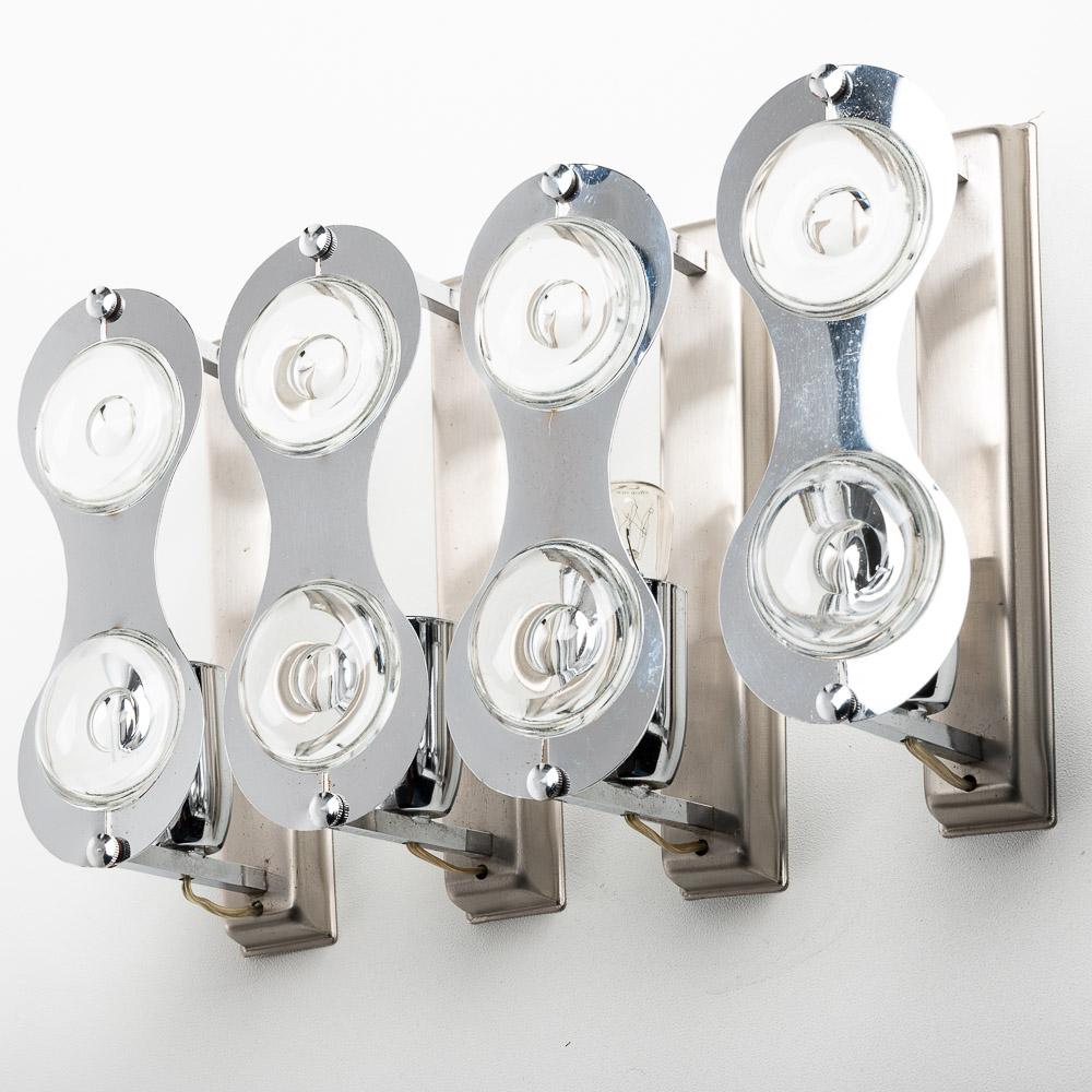 1960s Glass and Chrome Wall Lights Attributed to Stilkronen For Sale 3