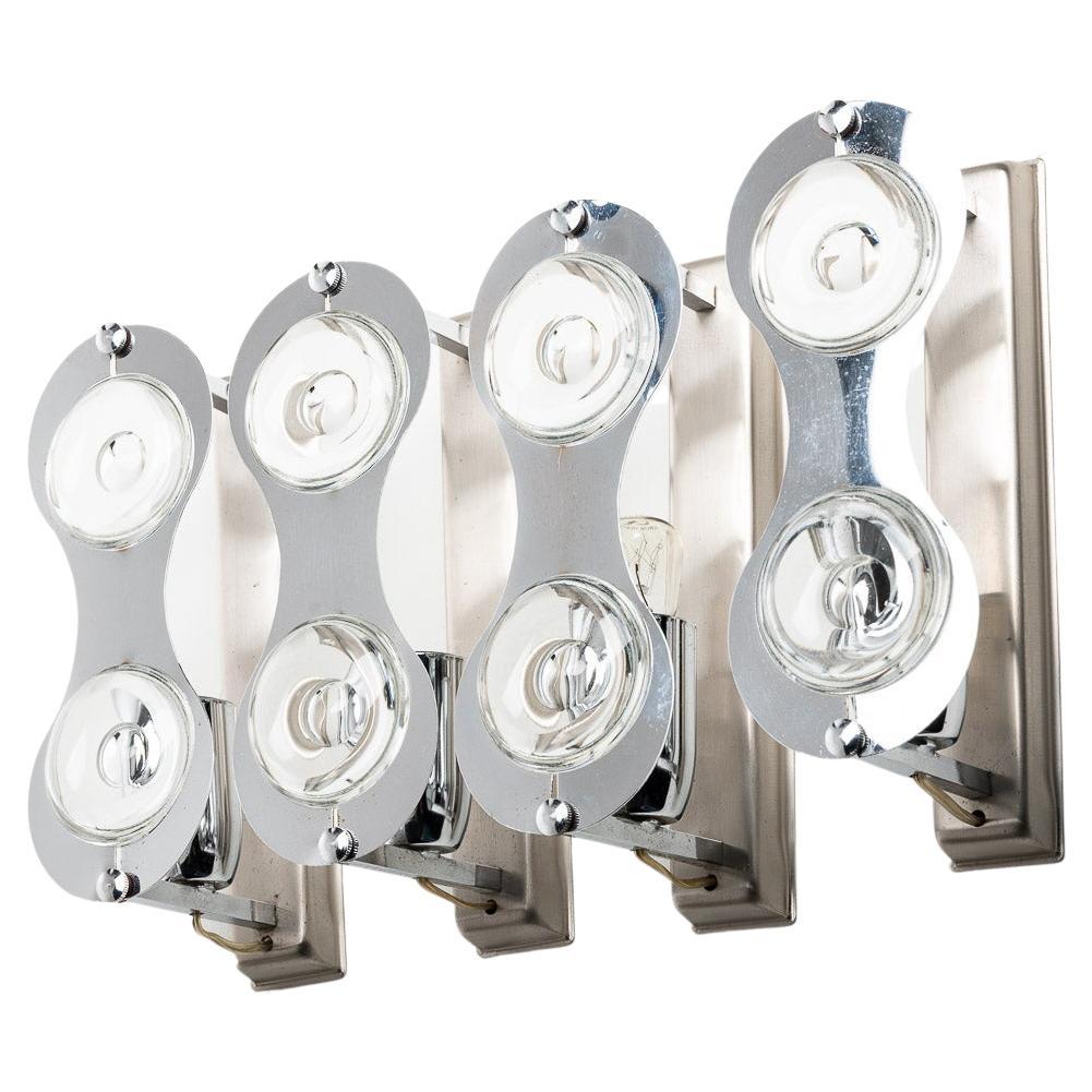 1960s Glass and Chrome Wall Lights Attributed to Stilkronen For Sale