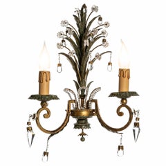 Applique ou applique encastrée en verre et métal doré des années 1960 par Banci