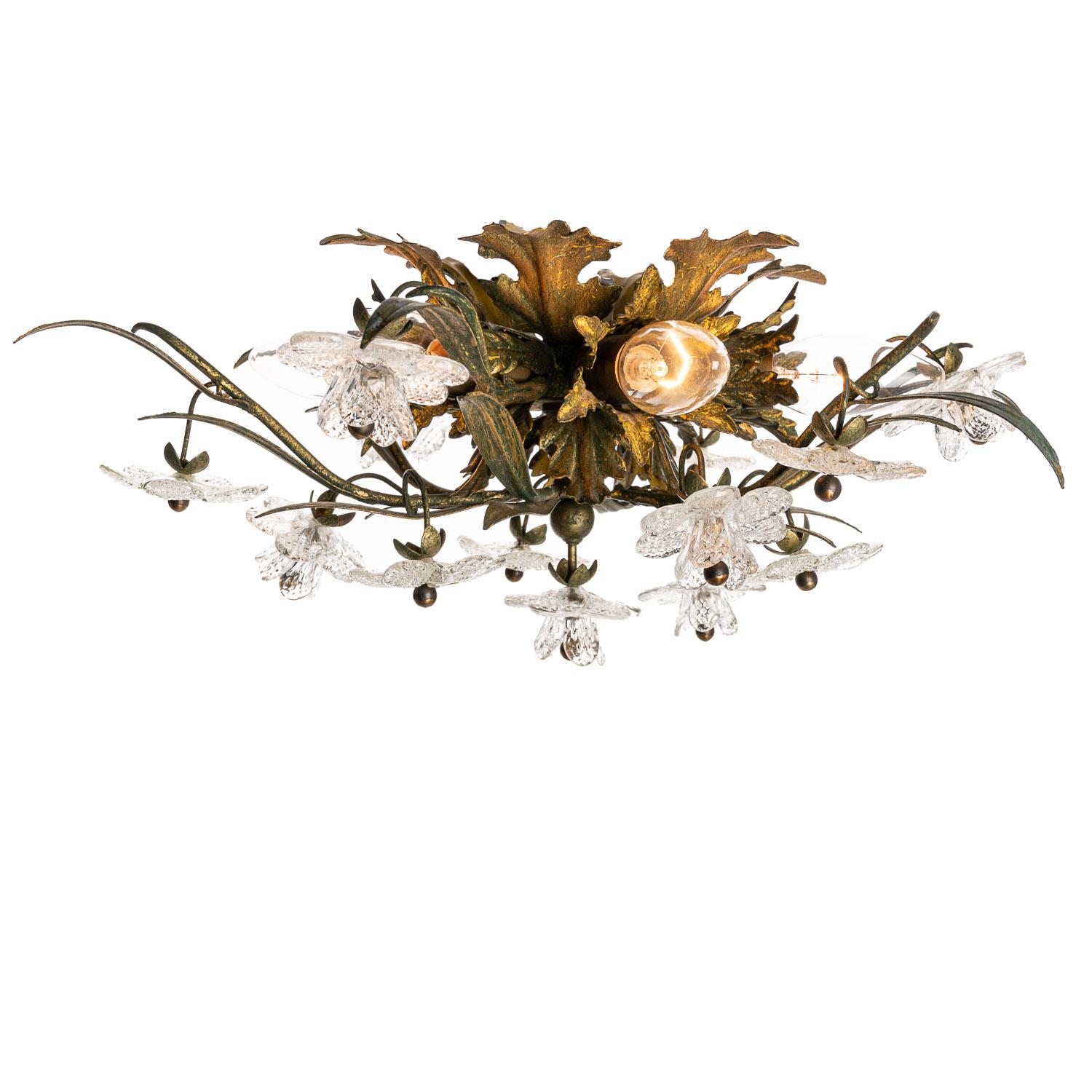 Métal Applique ou applique encastrée en verre et métal doré des années 1960 par Banci en vente