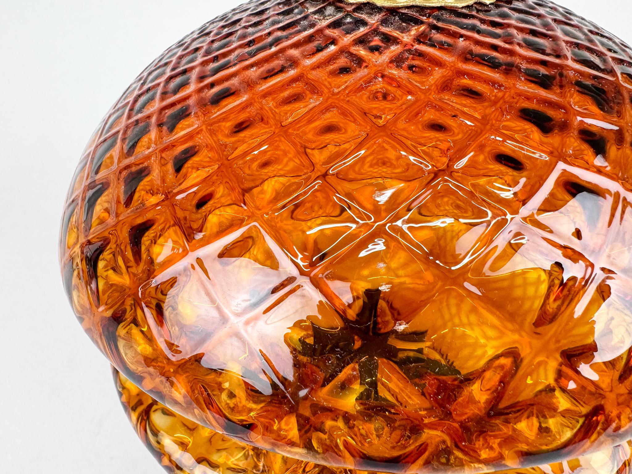 Lámpara de mesa de cristal y latón de los años 60, Jablonec Glassworks, Checoslovaquia en venta 4