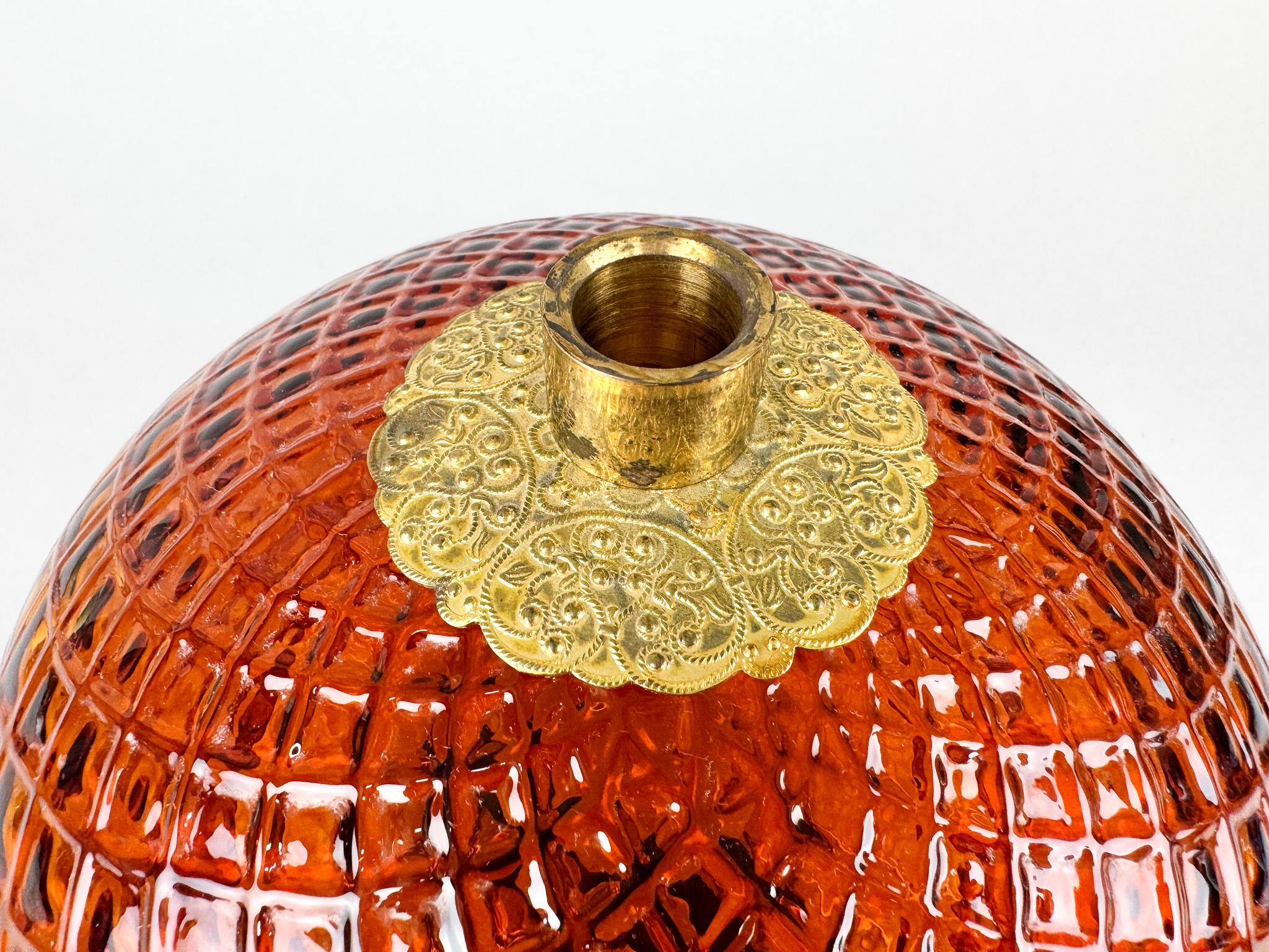 Lámpara de mesa de cristal y latón de los años 60, Jablonec Glassworks, Checoslovaquia en venta 2