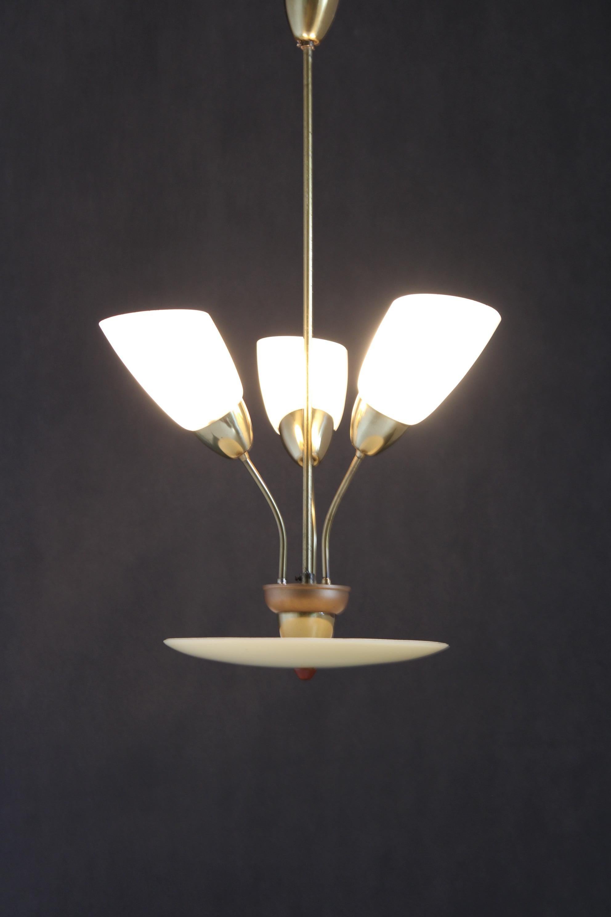 Lampadario in vetro del 1960 di Kamenicky Senov, Cecoslovacchia in vendita 3