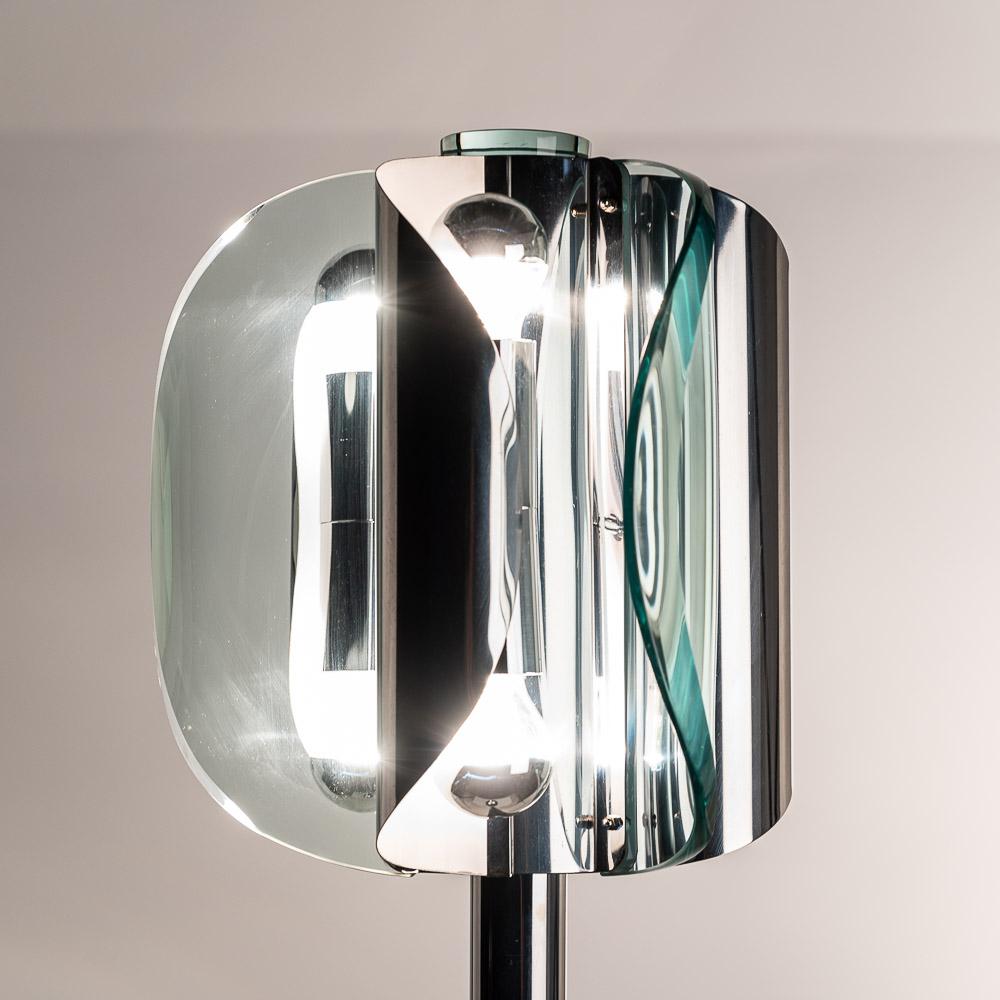 Lampada da terra in vetro e cromo degli anni '60 Attribuita a Max Ingrand per Fontana Arte in vendita 6