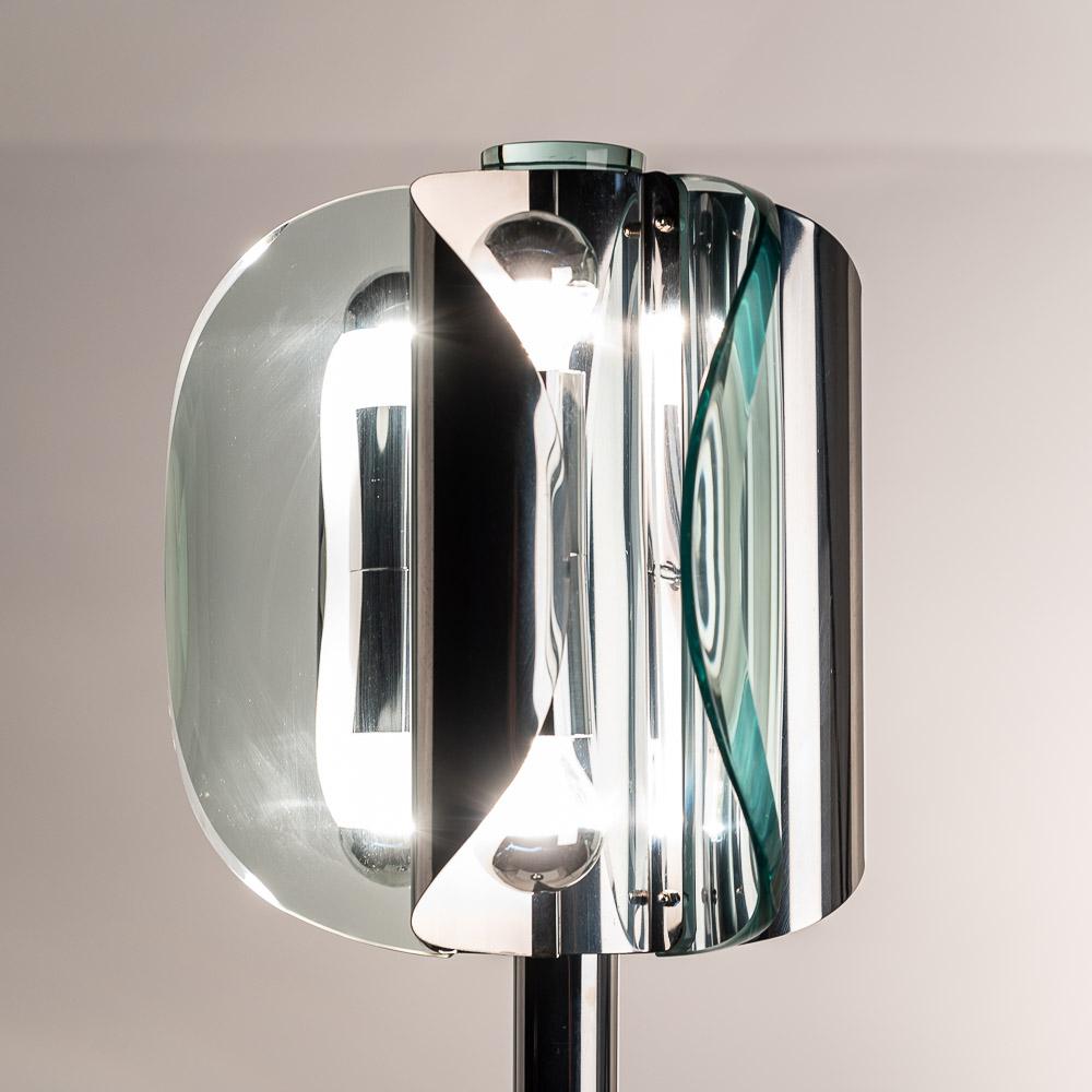 1960s Glass & Chrome Floor lamp Attributed to Max Ingrand for Fontana Arte  For Sale 7