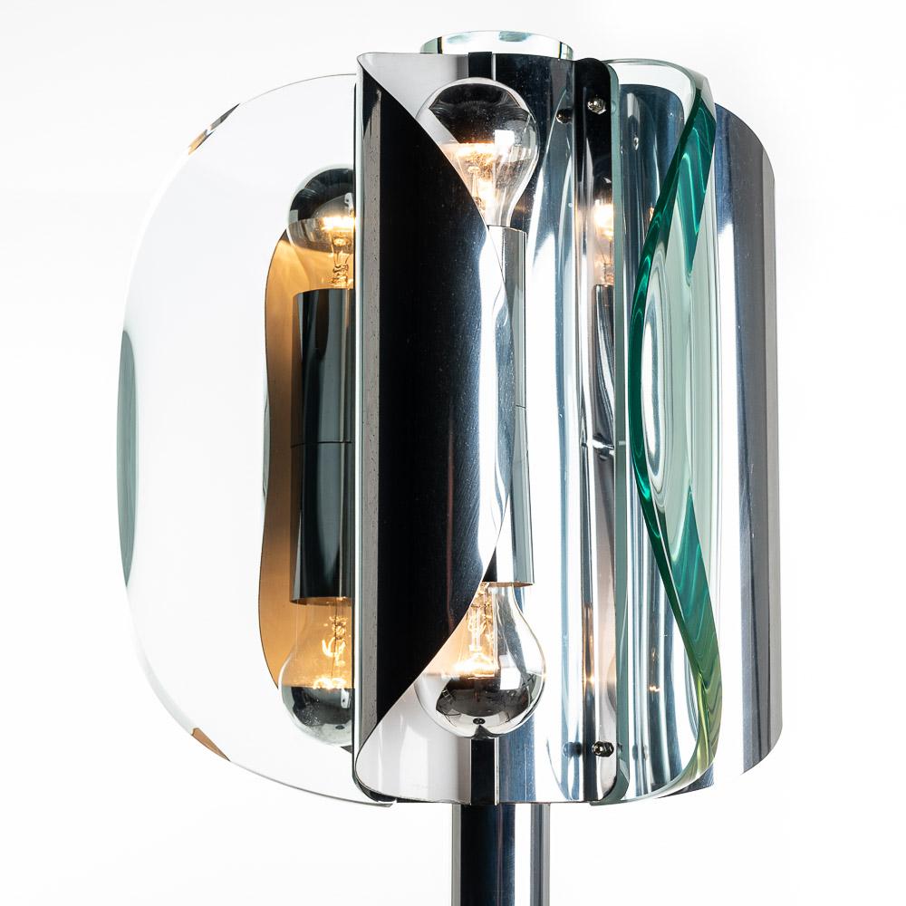 Italian 1960s Glass & Chrome Floor lamp Attributed to Max Ingrand for Fontana Arte  For Sale