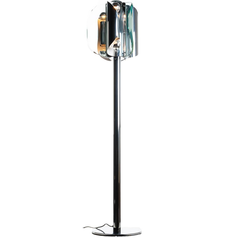 20ième siècle Lampe à suspension en verre et chrome des années 1960 attribuée à Max Ingrand pour Fontana Arte en vente