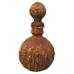 Decanter in vetro degli anni '60 rivestito di sughero naturale e corteccia d'albero