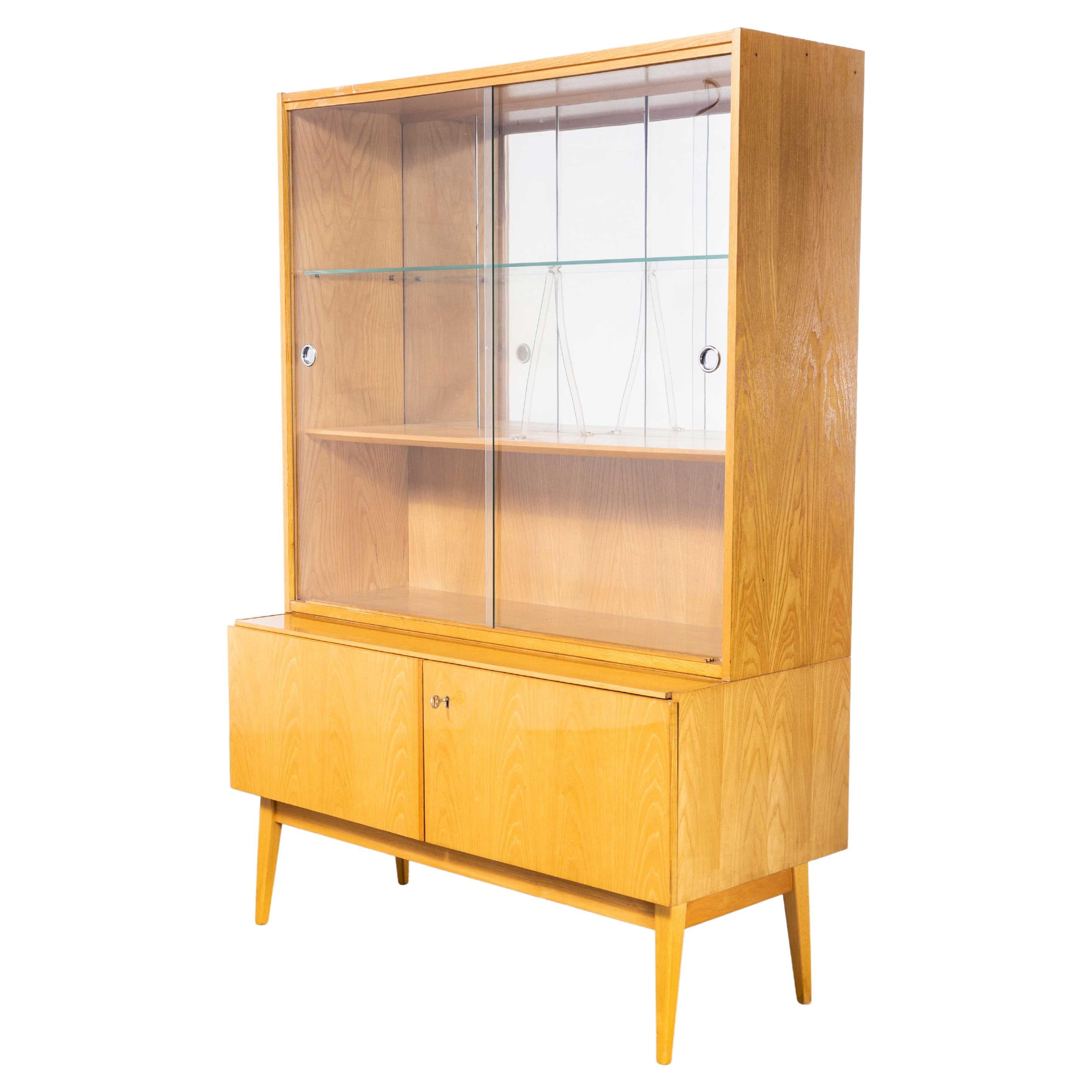 1960's Glass Fronted Mirrored Back Cabinet, Nabytek Czech For Sale