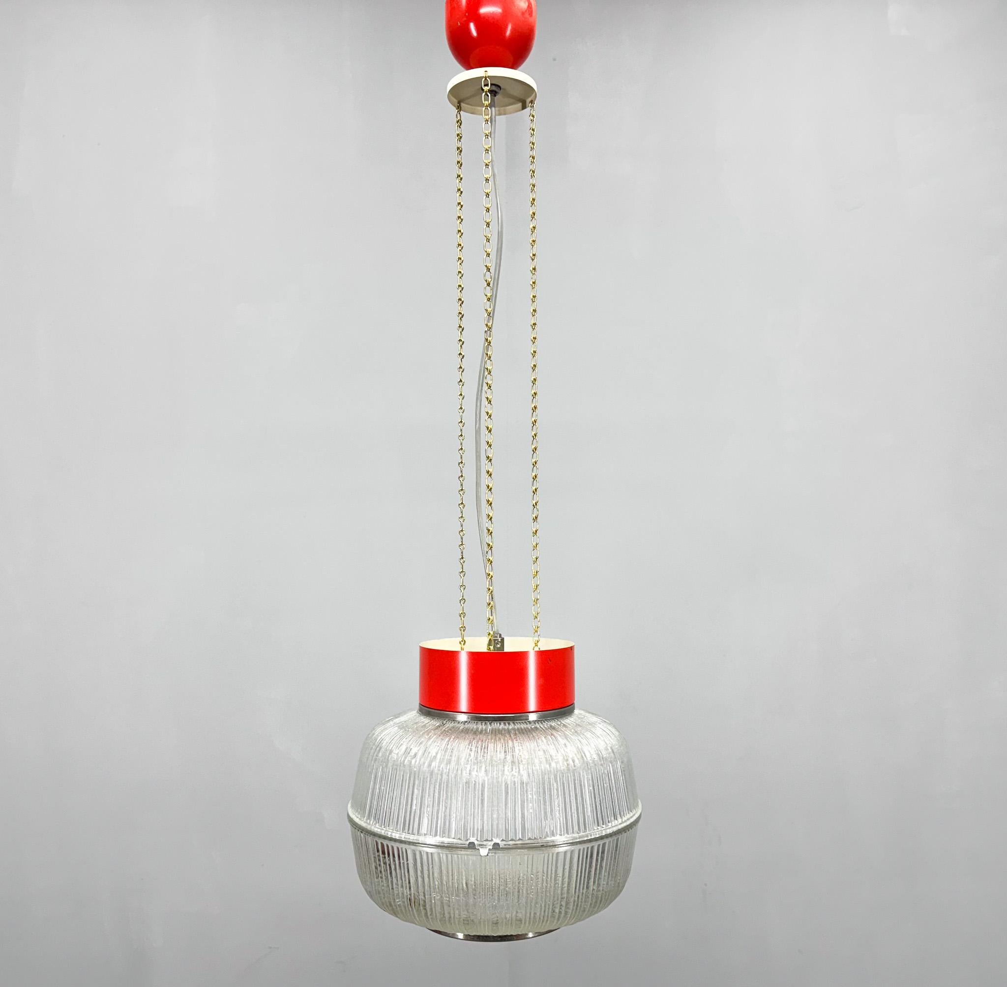 Mid-century pendant light made of glass and metal. Produced in former Czechoslovakia in the 1960's. Bulb: 1 x E27 (E26). US wiring compatible.