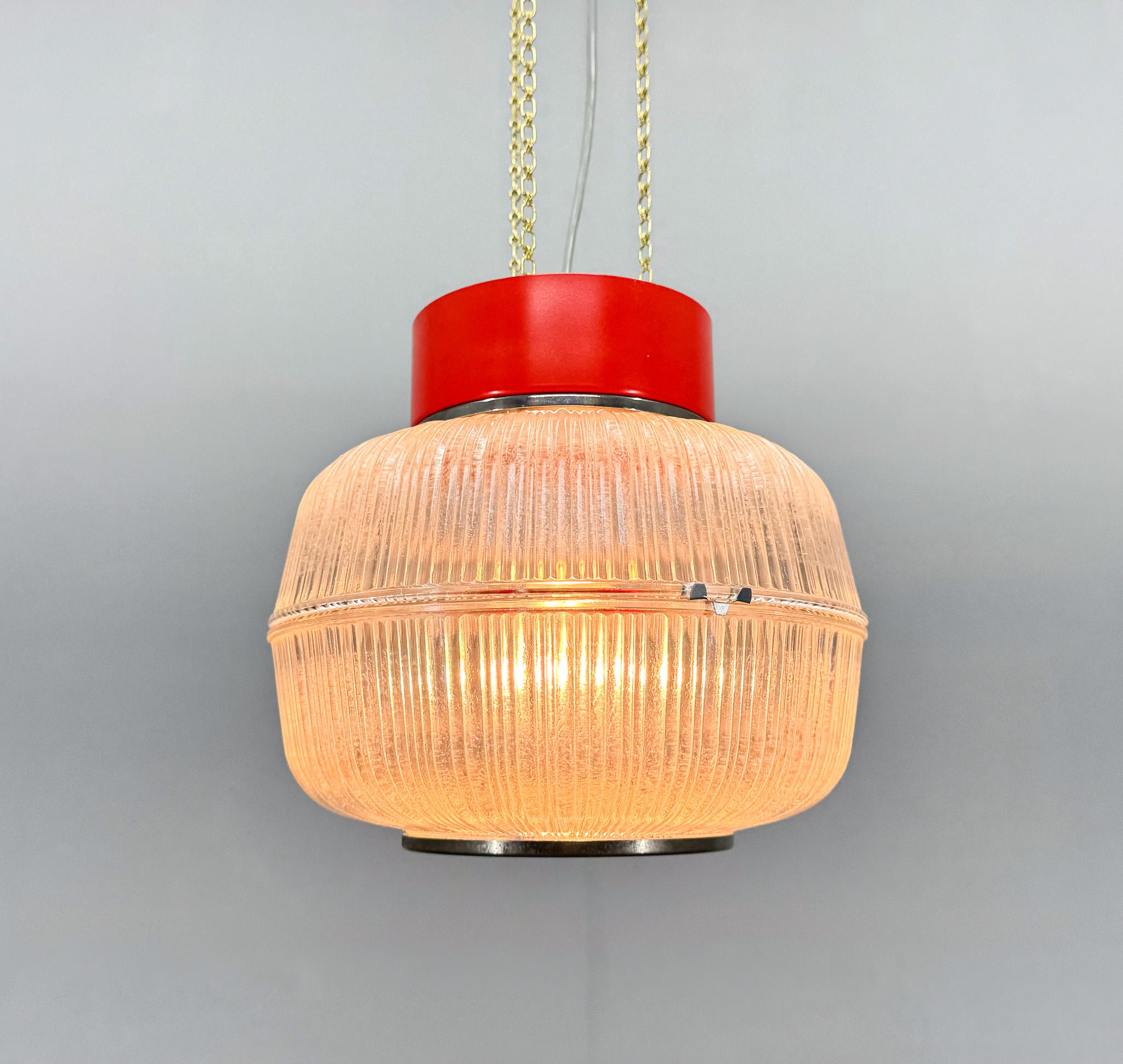 20th Century 1960's Glass & Metal Pendant, Czechoslovakia For Sale
