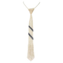 1960's Glass Pearl Necktie Necklace