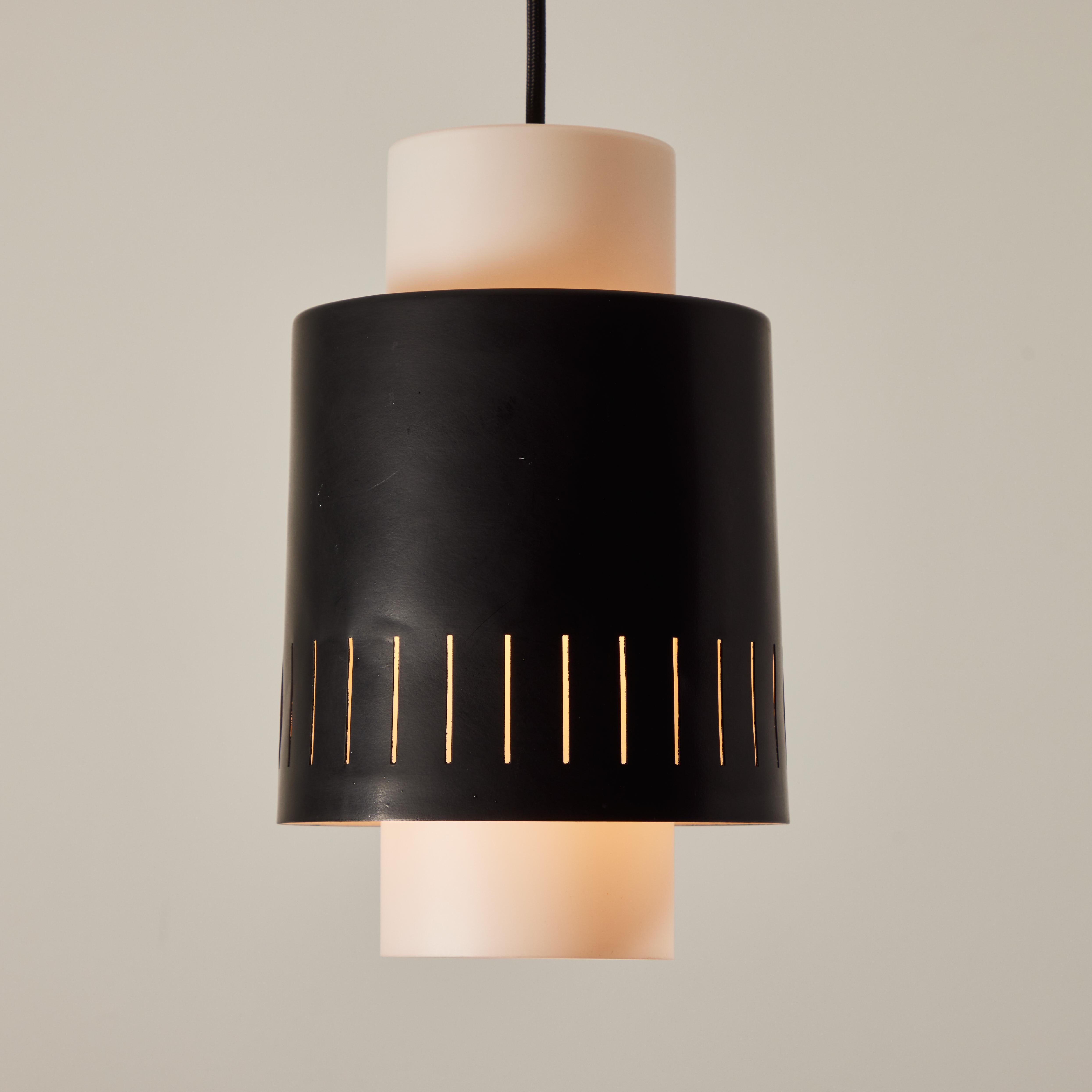 Painted 1960s Glass & Perforated Metal Pendant Attributed to Bruno Gatta for Stilnovo For Sale