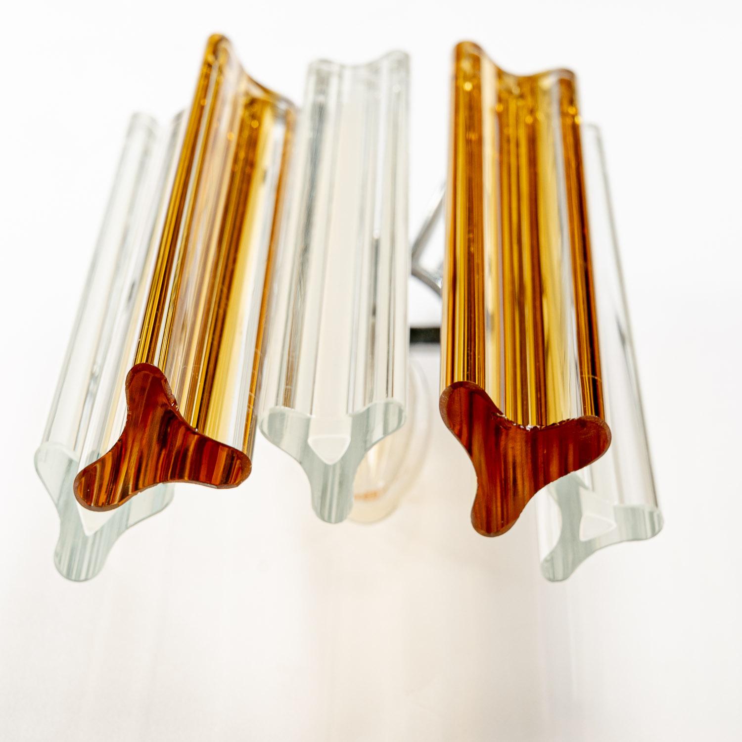 20th Century 1960s Glass 'Triedri' Wall Light Attributed to Venini For Sale