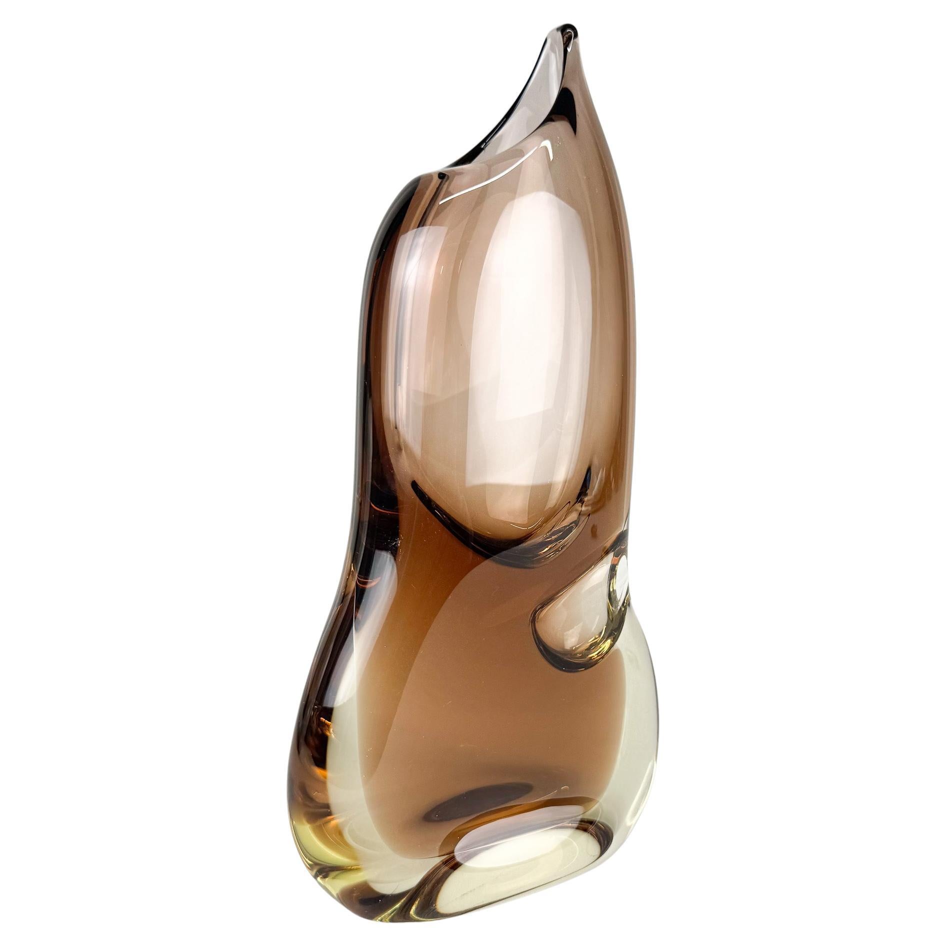 Vaso in vetro del 1960 di Josef Cvrcek per ZBS Glassworks, Cecoslovacchia
