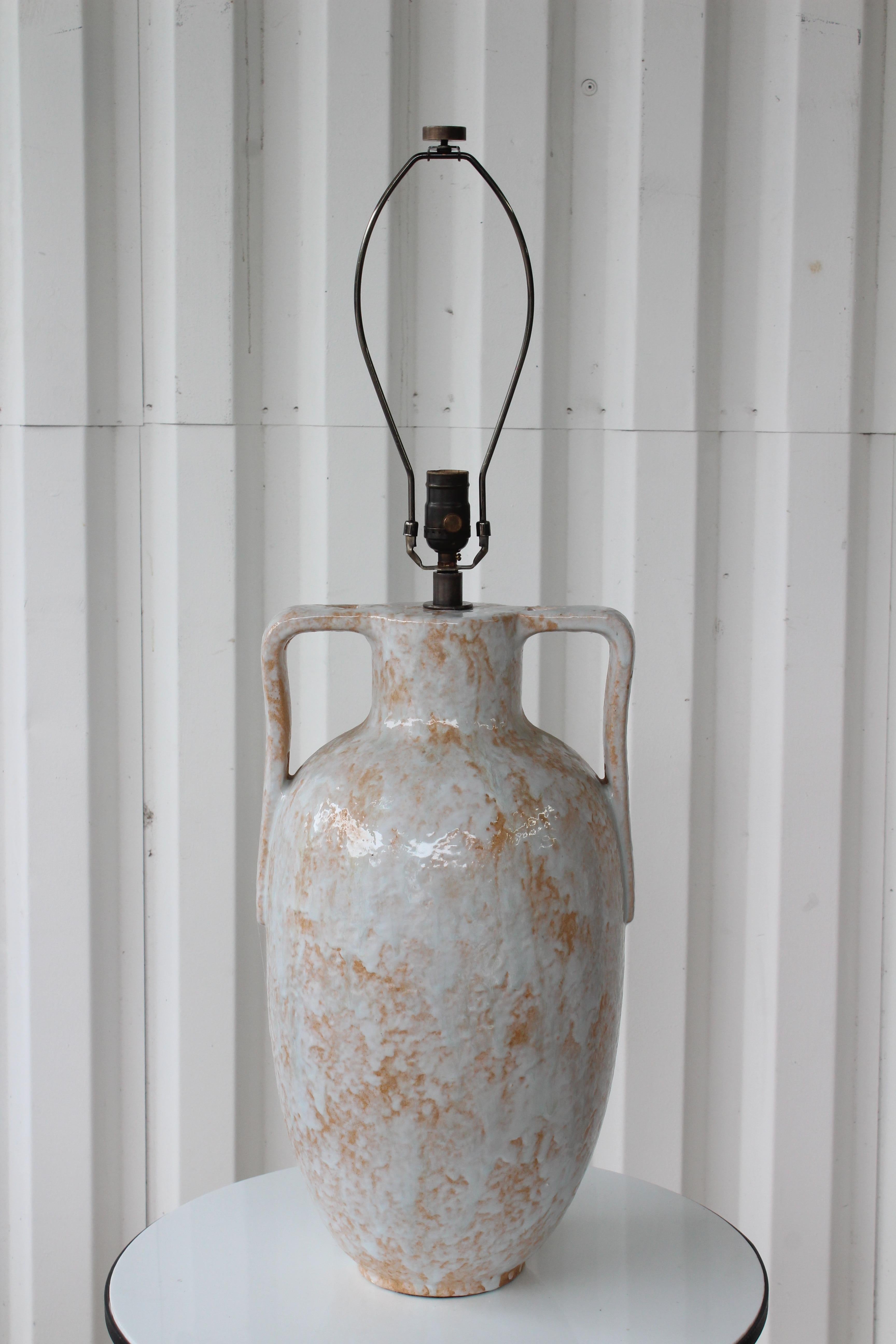 1960s Glazed Ceramic Lamp In Excellent Condition In Los Angeles, CA