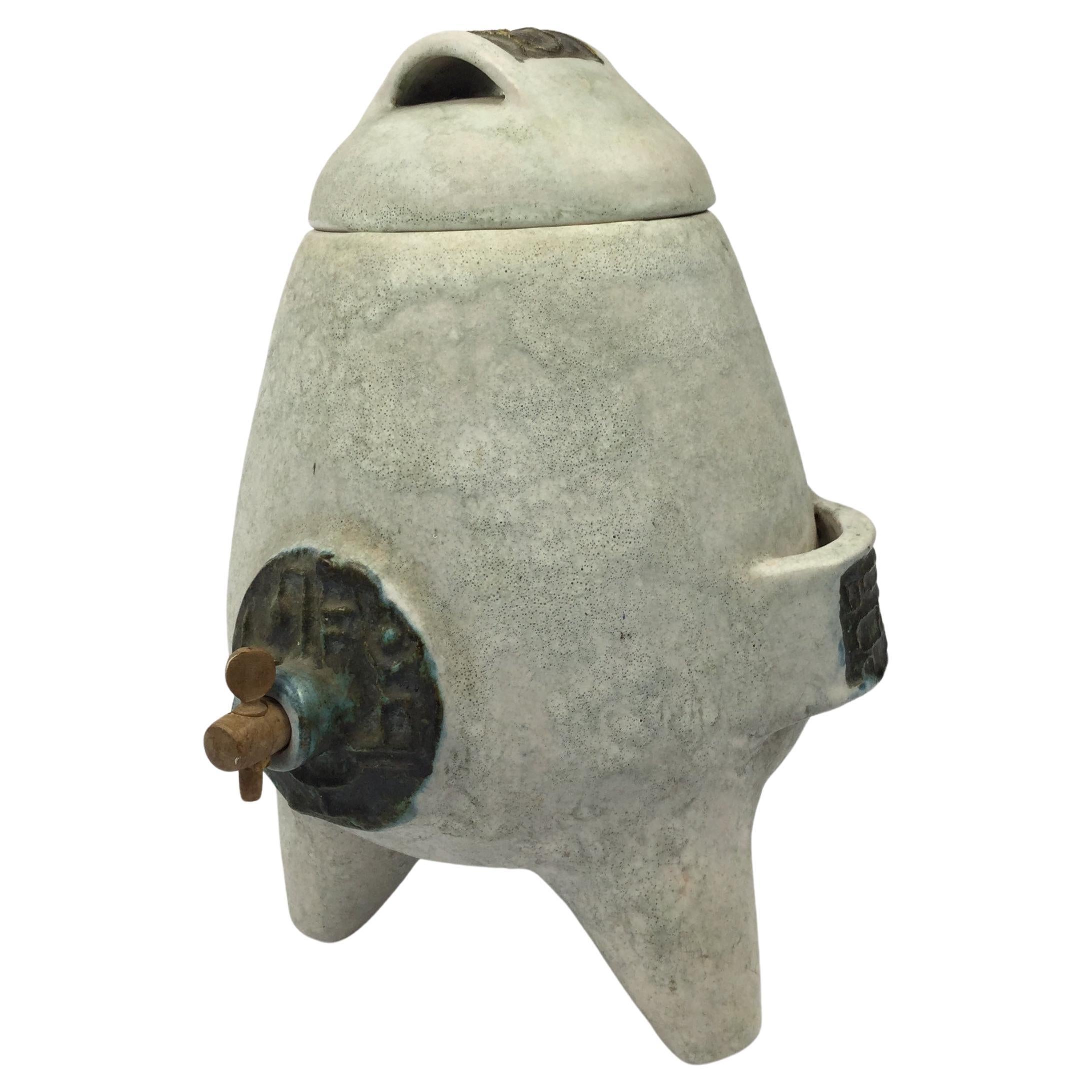 1960s Ceramic Vinegar Pot Attributed to Les 2 Potiers